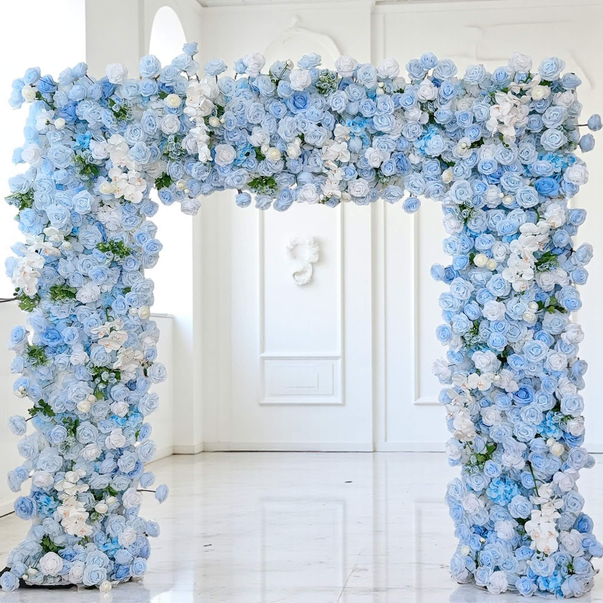 Roseytime Blue Square Flower Arch 8x8ft Fabric Back Backdrop #RTA135