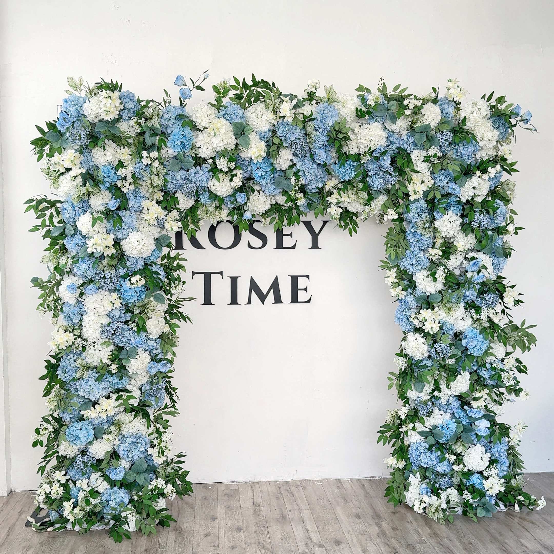 Roseytime Blue Hydrangea Square Flower Arch Fabric Back#RTA380