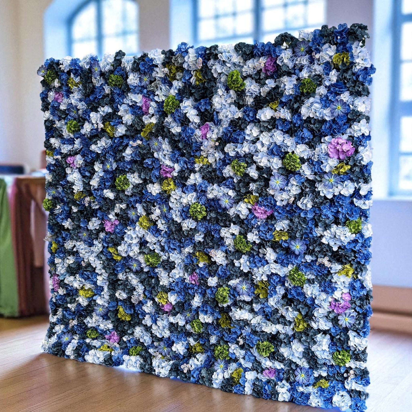 B1G1 Sale- 3D Blue Flower Wall Roll Up Fabric Back #RTW357