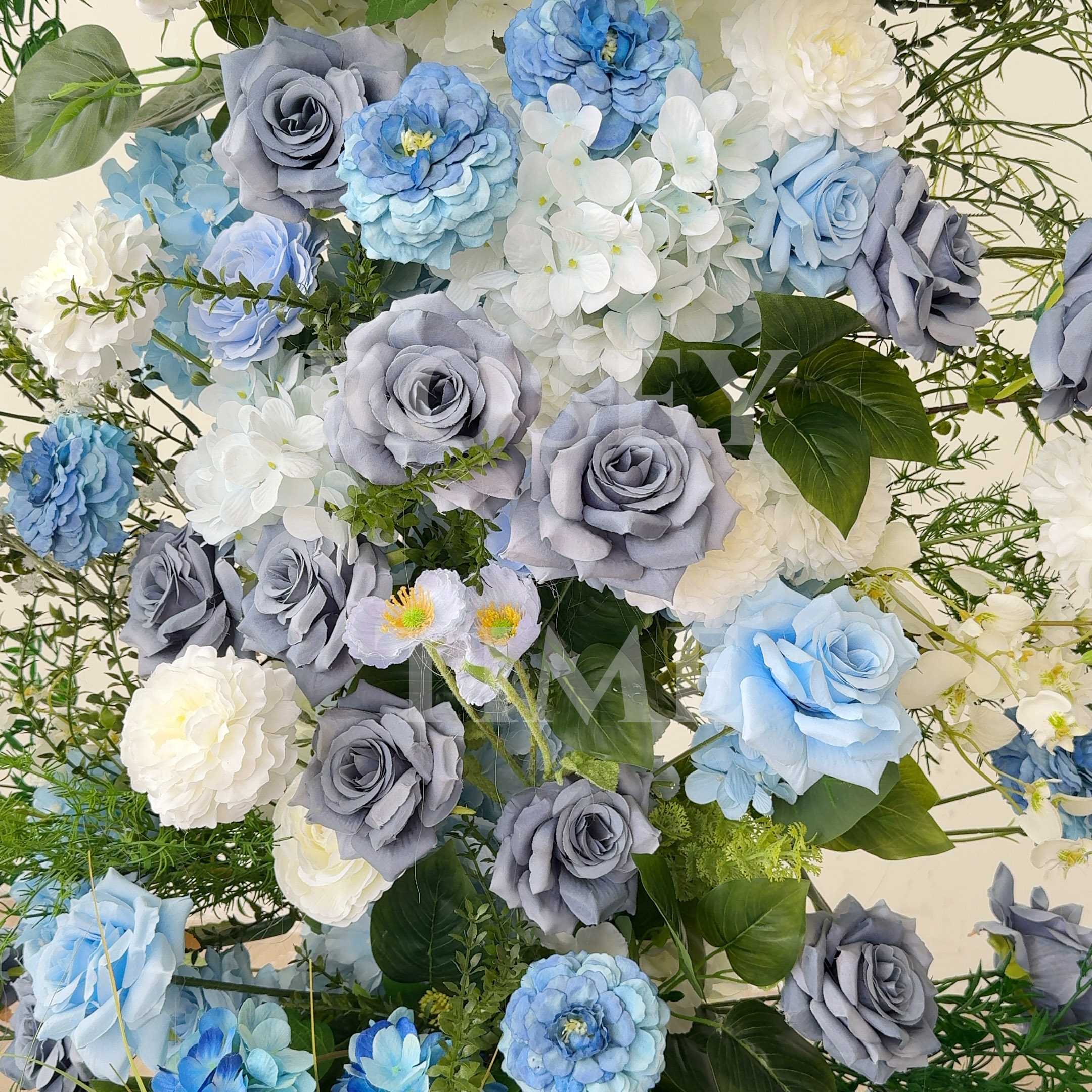 Roseytime Blue Flower Pillars Arch with Frame #RTP077