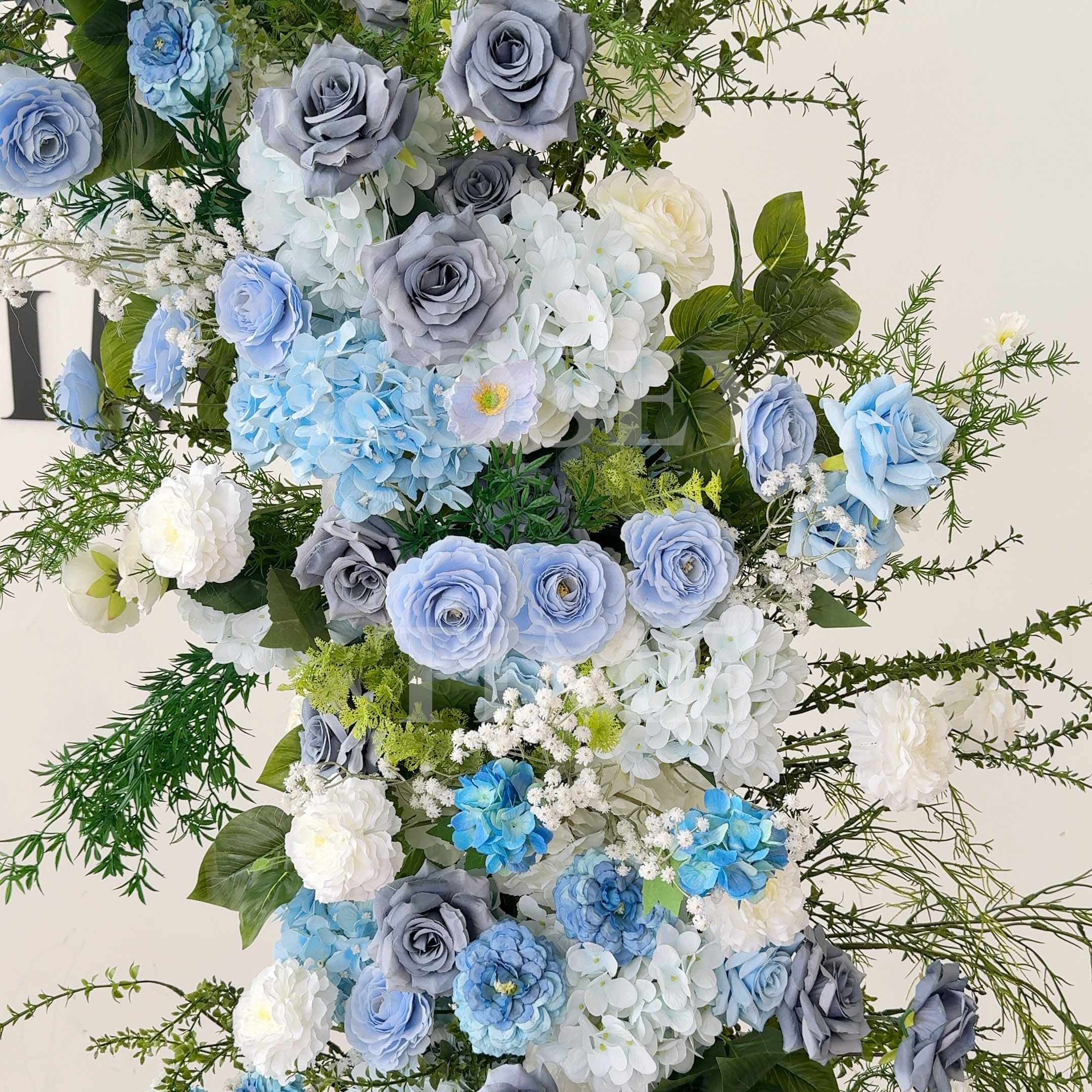 Roseytime Blue Flower Pillars Arch with Frame #RTP077