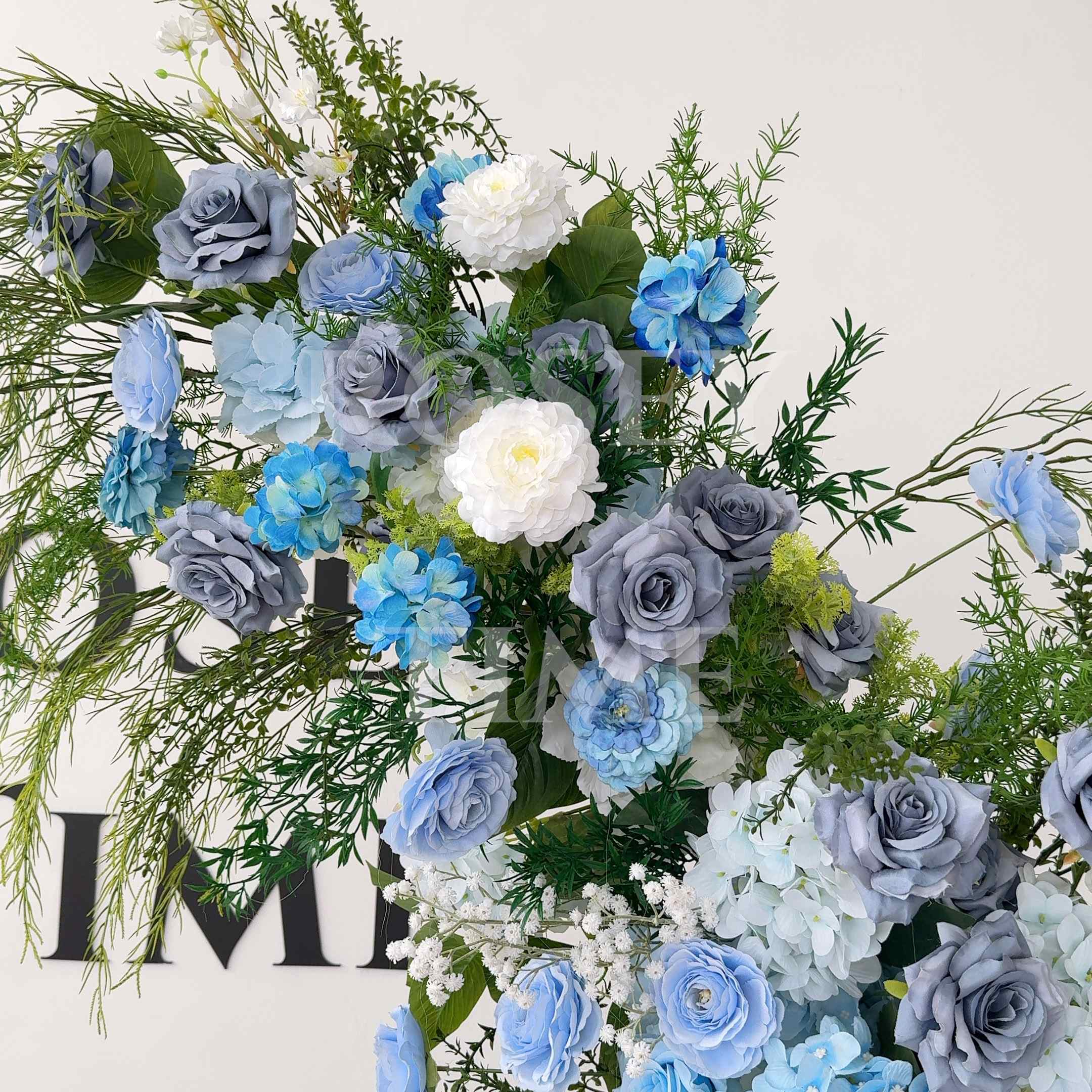 Roseytime Blue Flower Pillars Arch with Frame #RTP077