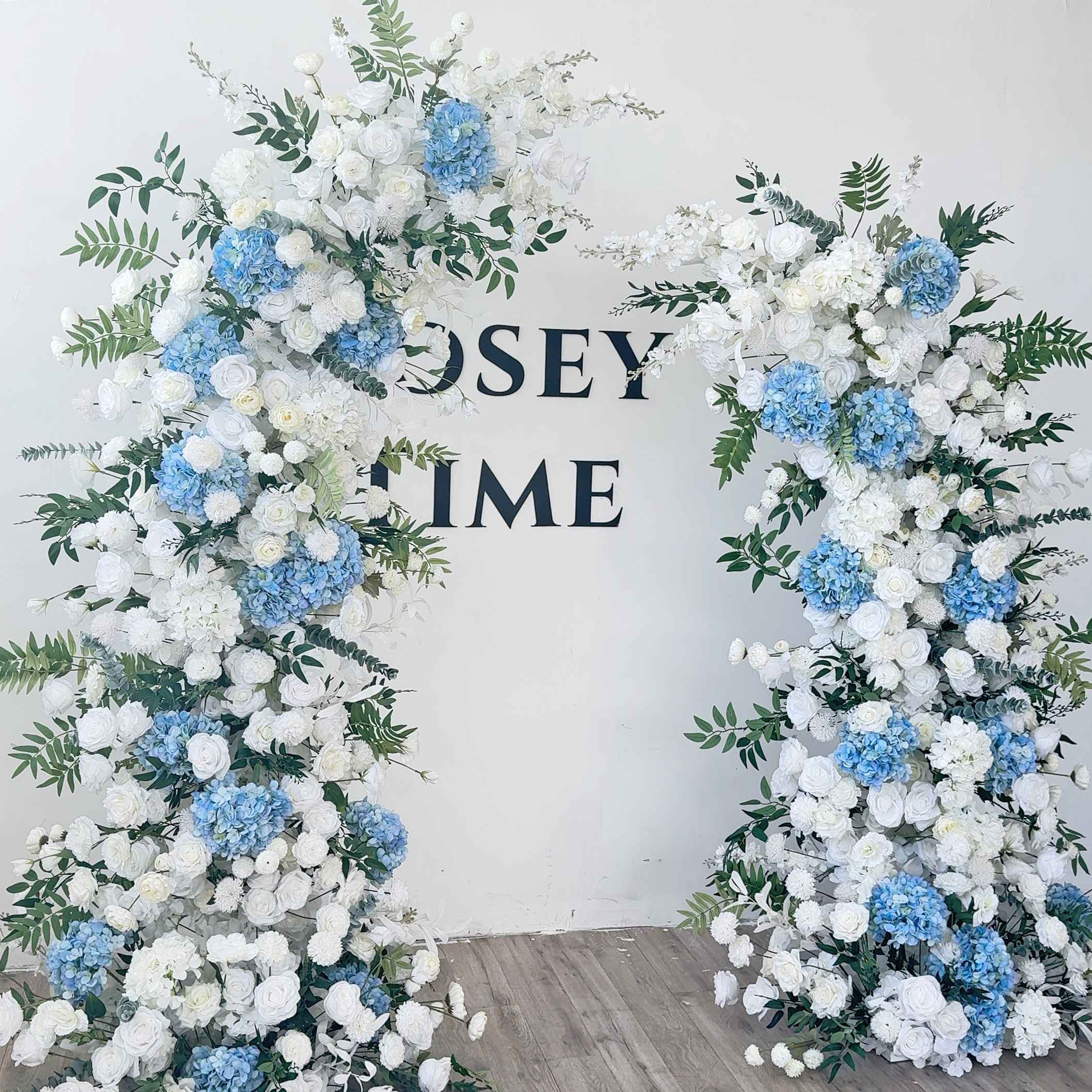 Roseytime Blue&White Flower Pillars Arch with Frame #RTP068