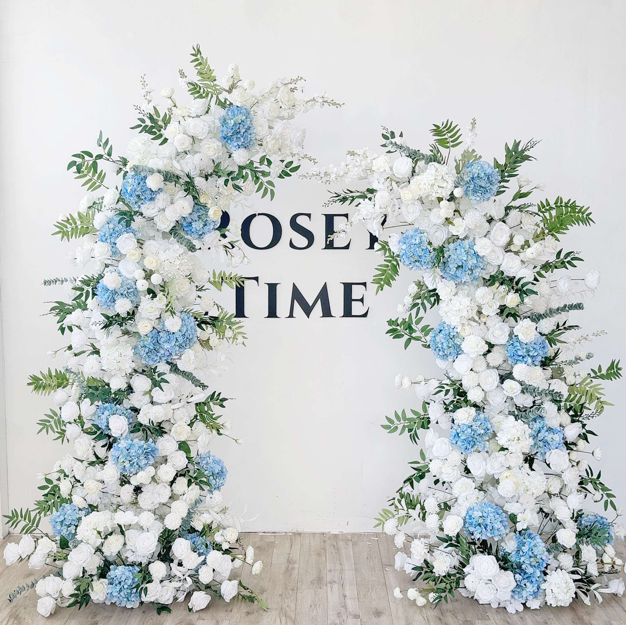 Roseytime Blue&White Flower Pillars Arch with Frame #RTP068
