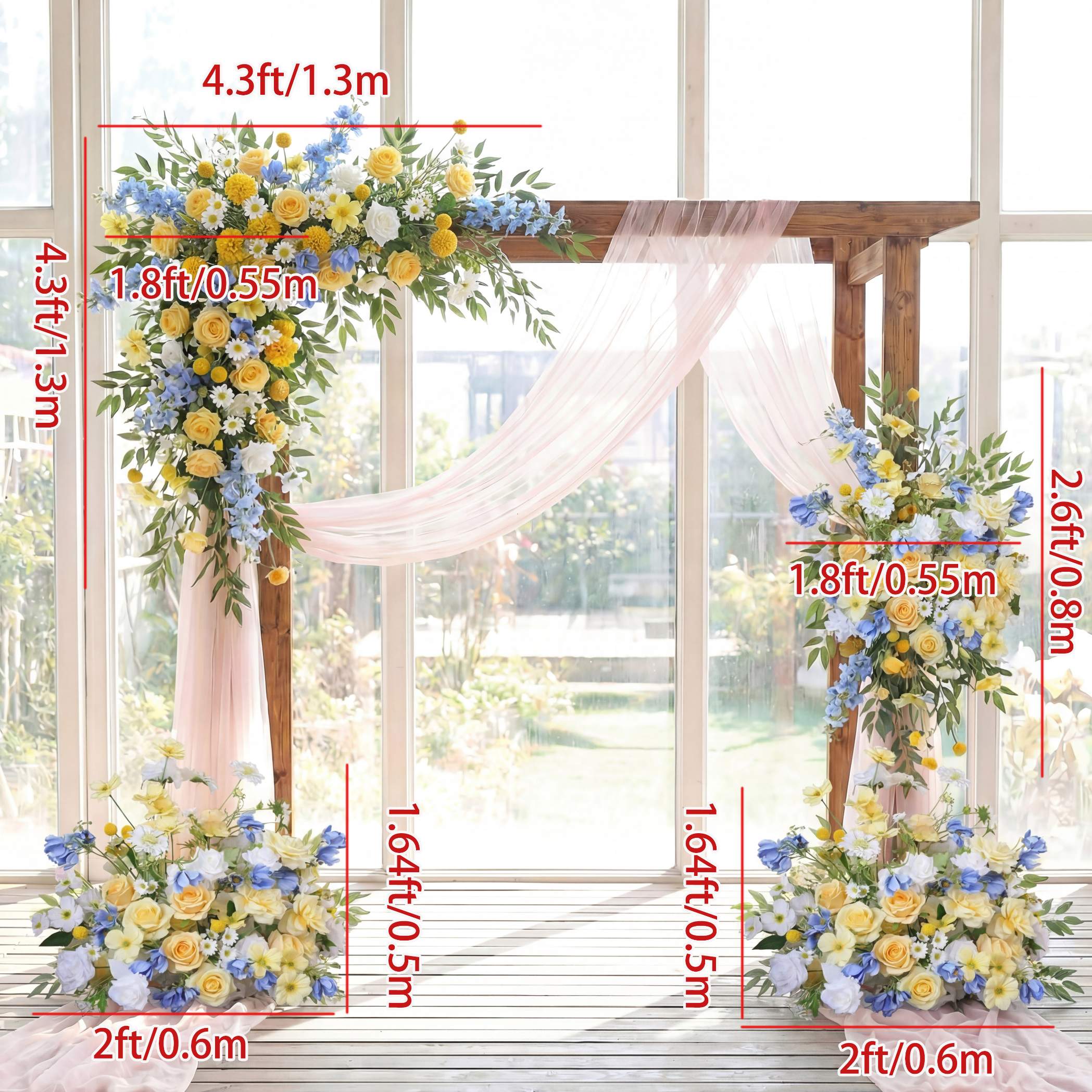 Roseytime Blue&Yellow Flower Set Flower Arch Arrangement #RTA461