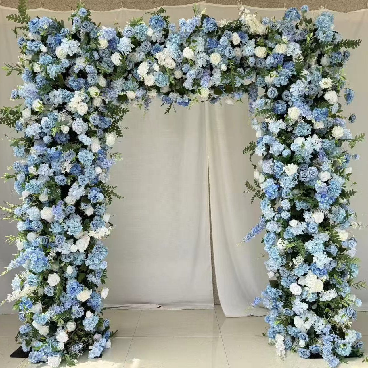 Roseytime Blue Square Flower Arch Fabric Back#RTA057