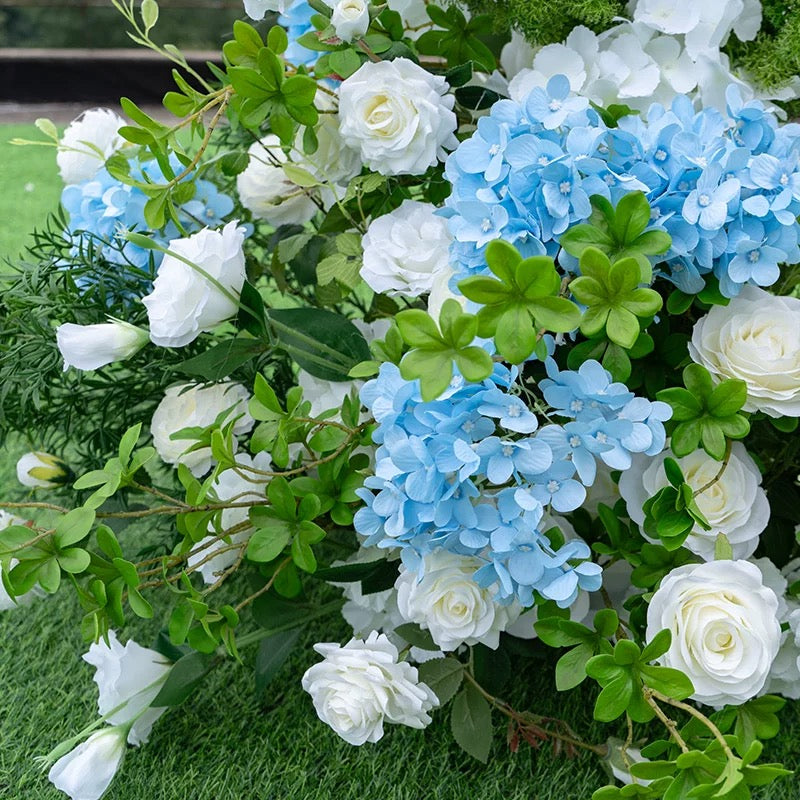 Roseytime Blue Flower Pillars Arch with Frame #RTP065