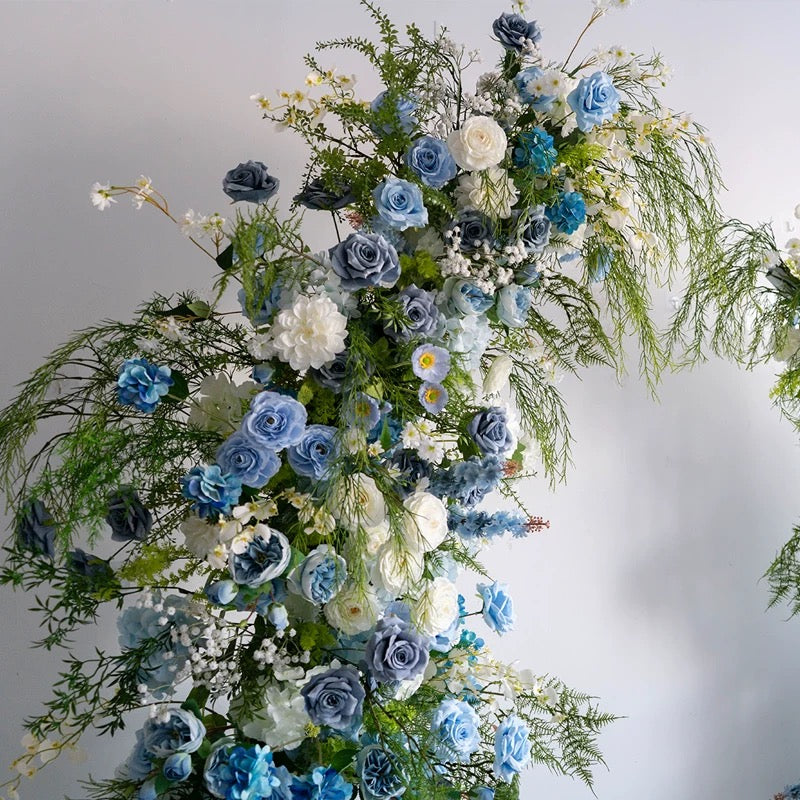 Roseytime Blue Flower Pillars Arch with Frame #RTP077