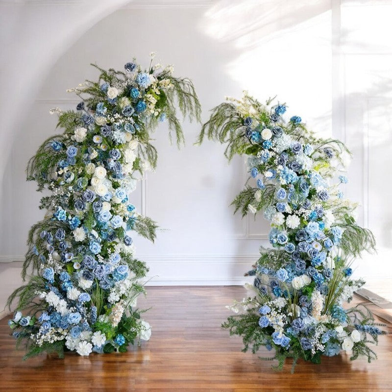 Roseytime Blue Flower Pillars Arch with Frame #RTP077