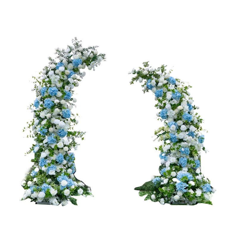 Roseytime Blue Flower Pillars Arch with Frame #RTP065