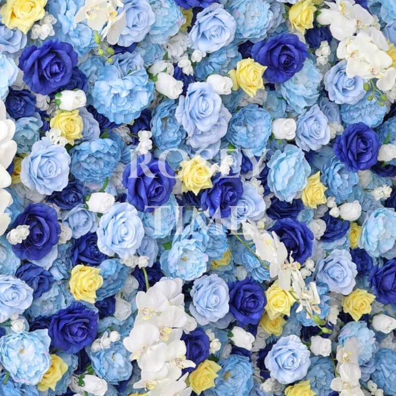 Roseytime 3D Blue Flower Wall Roll Up Fabric Back #RTW215