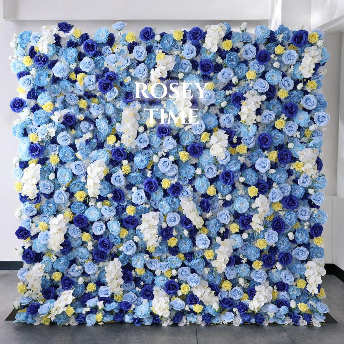 Roseytime 3D Blue Flower Wall Roll Up Fabric Back #RTW215