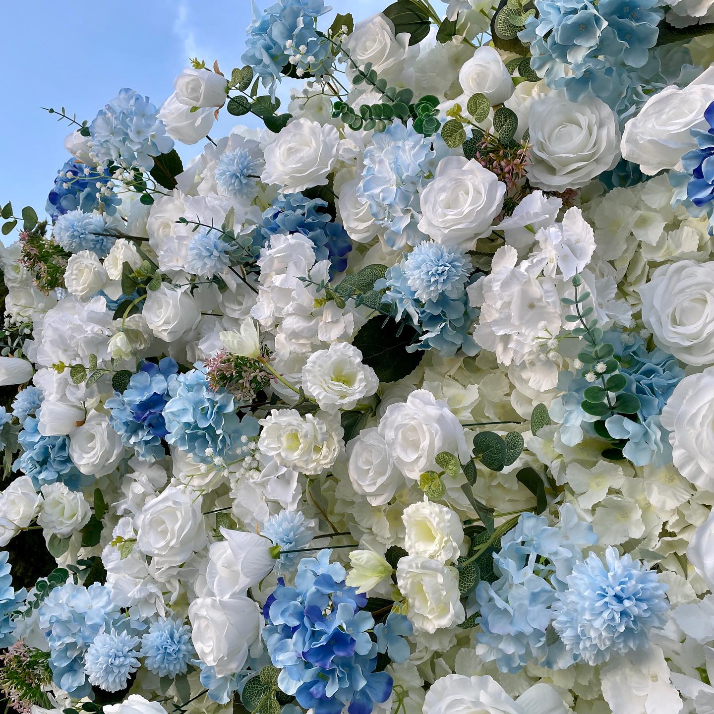 Roseytime 5D Blue Flower Wall Roll Up Fabric Back #RTW196