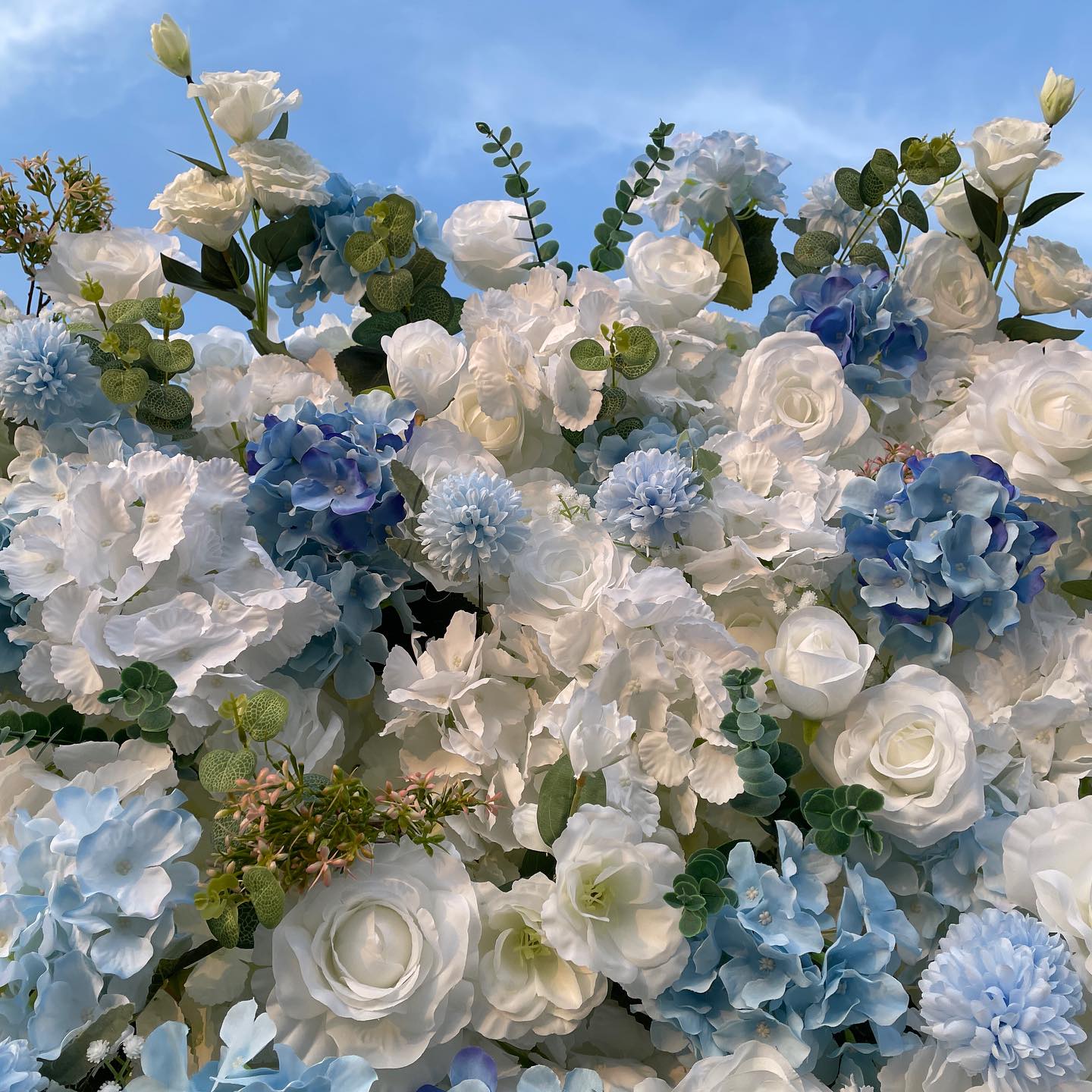 Roseytime 5D Blue Flower Wall Roll Up Fabric Back #RTW196
