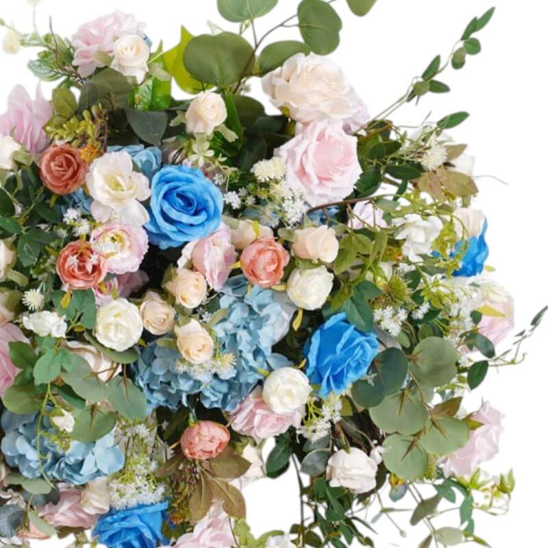 Roseytime Blue&Pink Square Flower Arch Fabric Back#RTA089