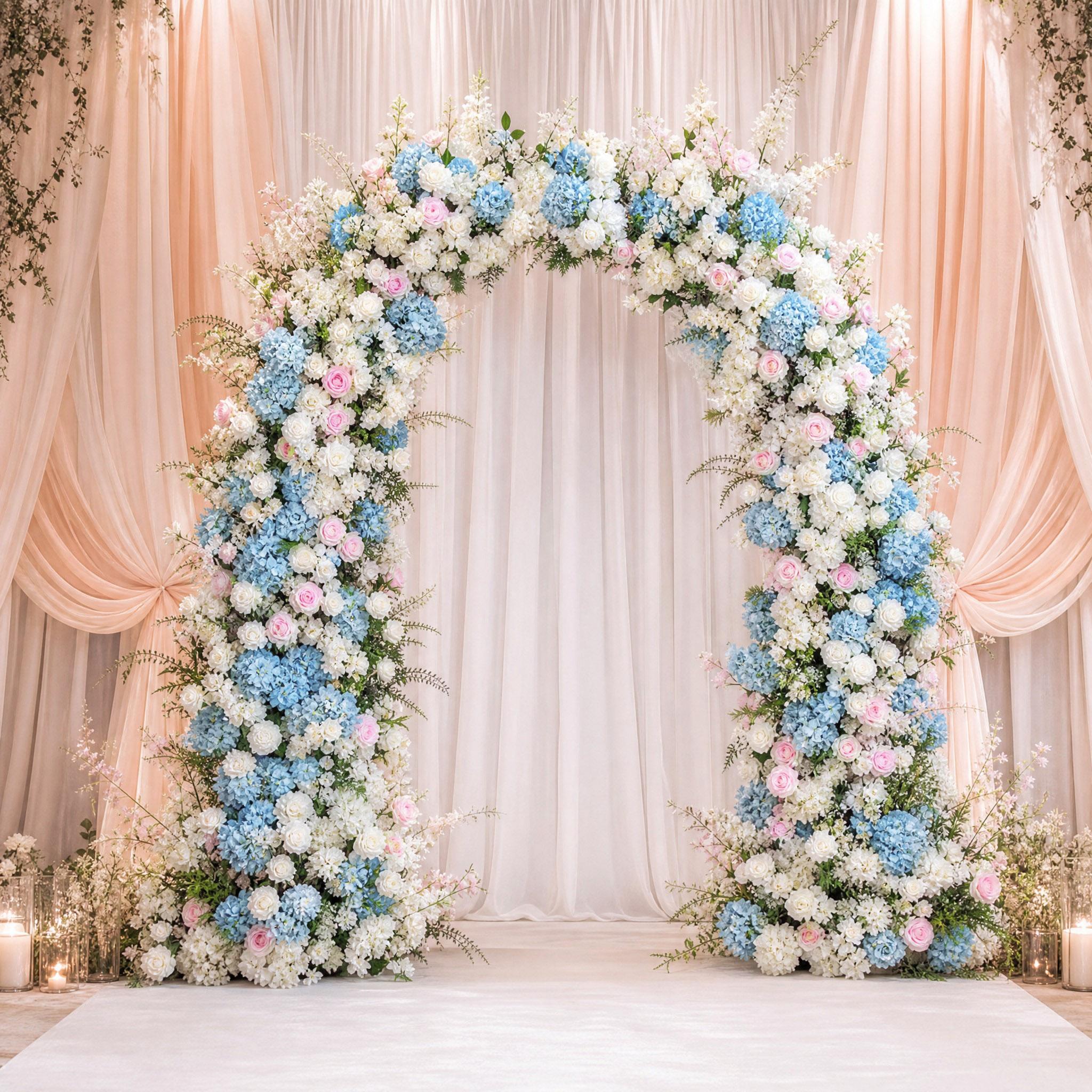 RoseyTime Blue&Pink Flower Arch n-shape Round Arch #RTA476