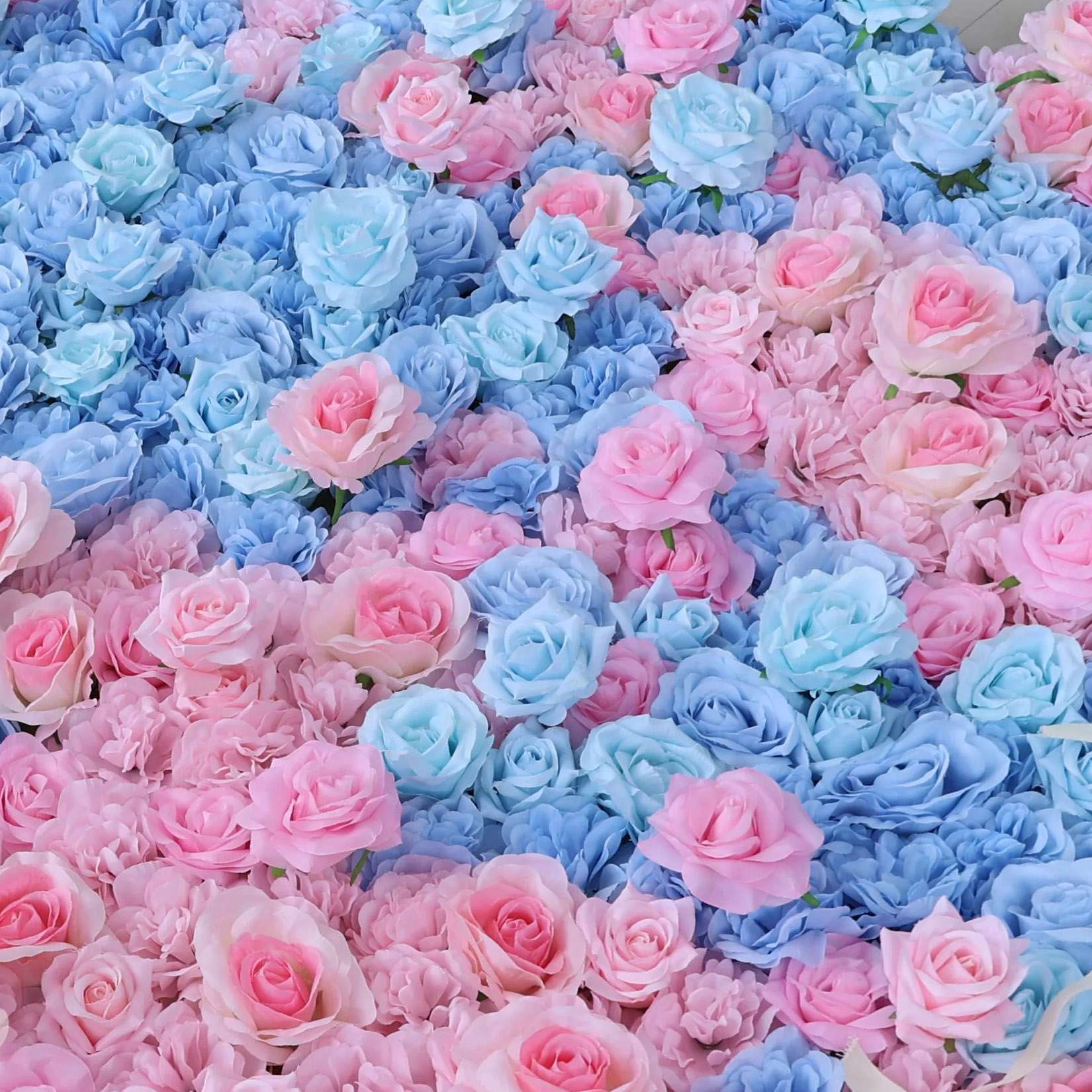 Roseytime 3D Blue Pink Flower Wall Roll Up Fabric Back #RTW342