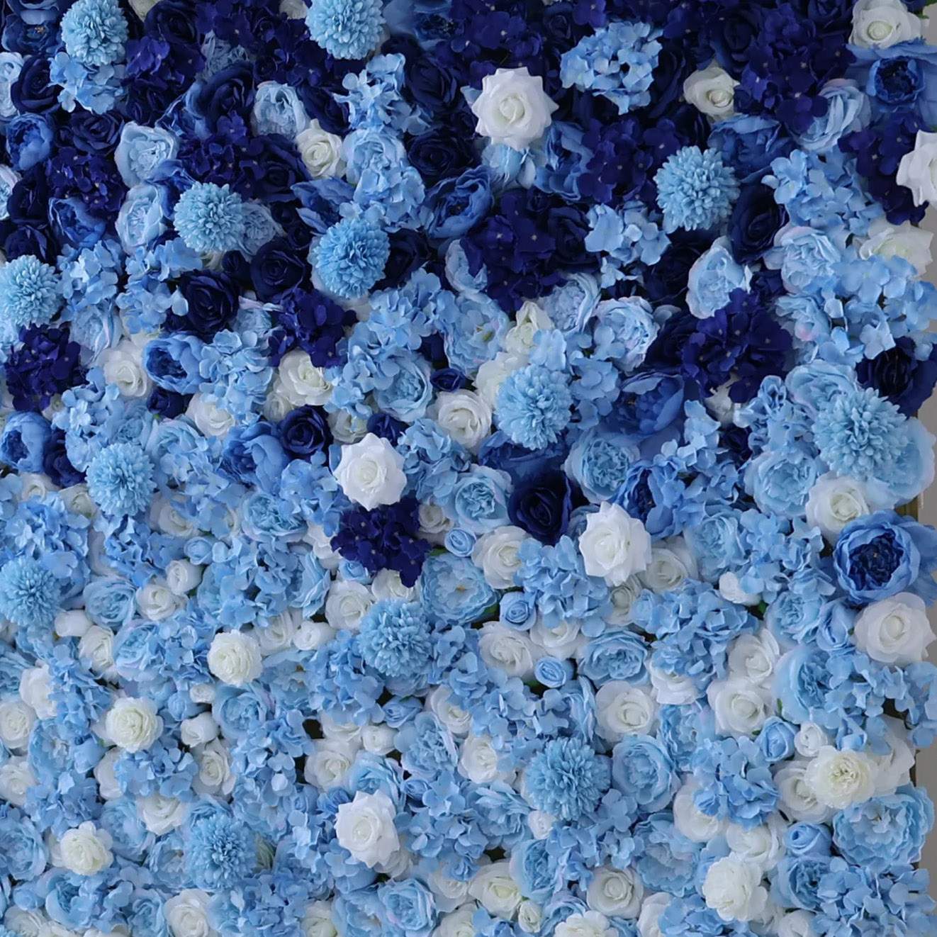 Roseytime 3D Blue Flower Wall Roll Up Fabric Back #RTW340
