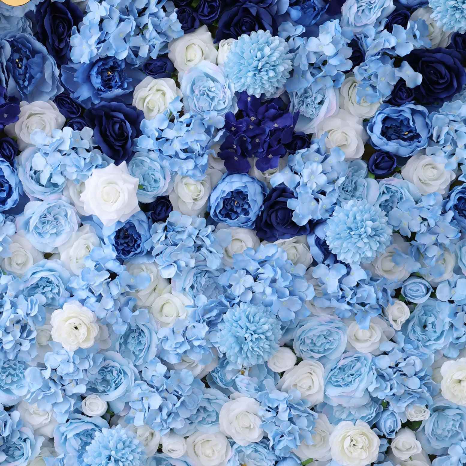 Roseytime 3D Blue Flower Wall Roll Up Fabric Back #RTW340