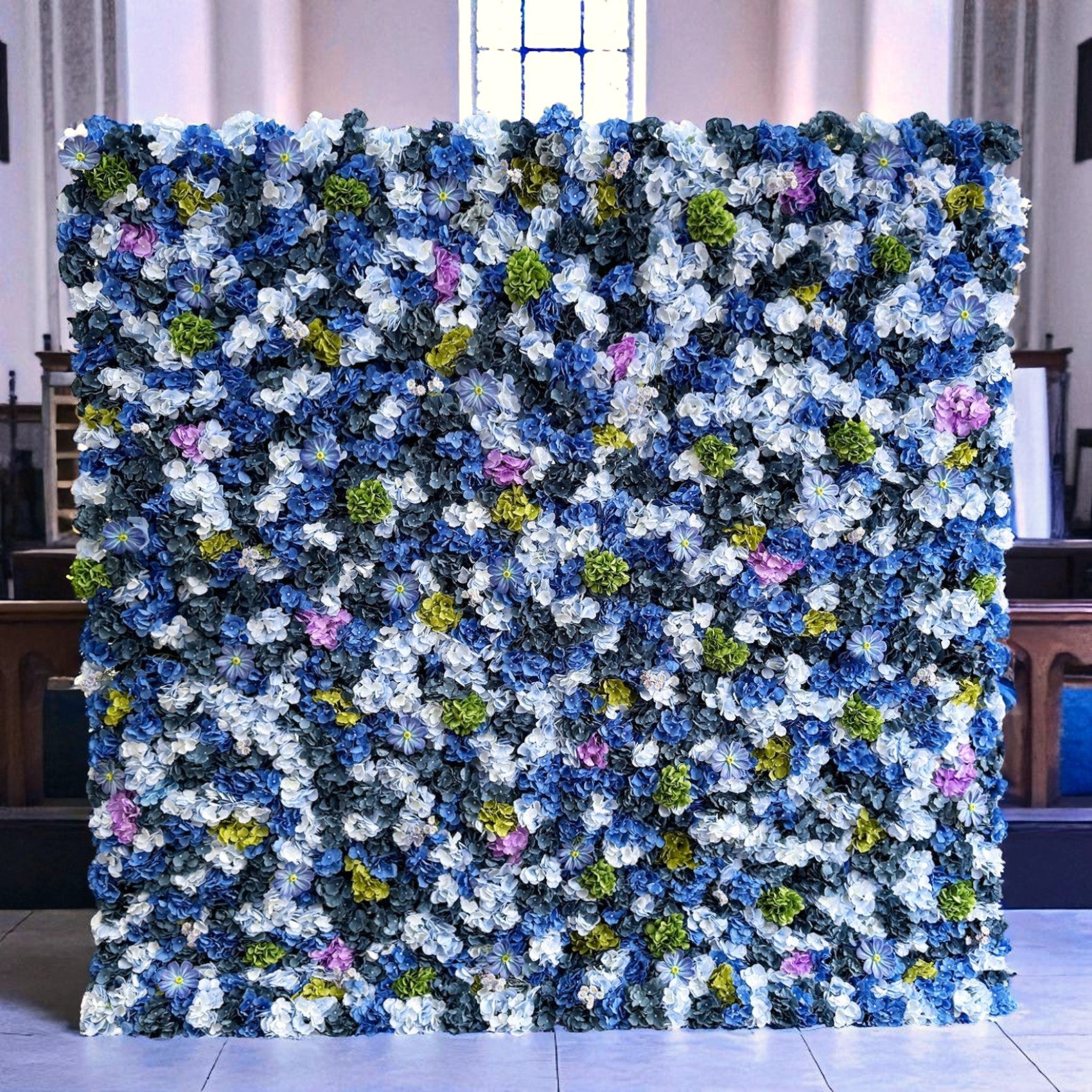 B1G1 Sale- 3D Blue Flower Wall Roll Up Fabric Back #RTW357