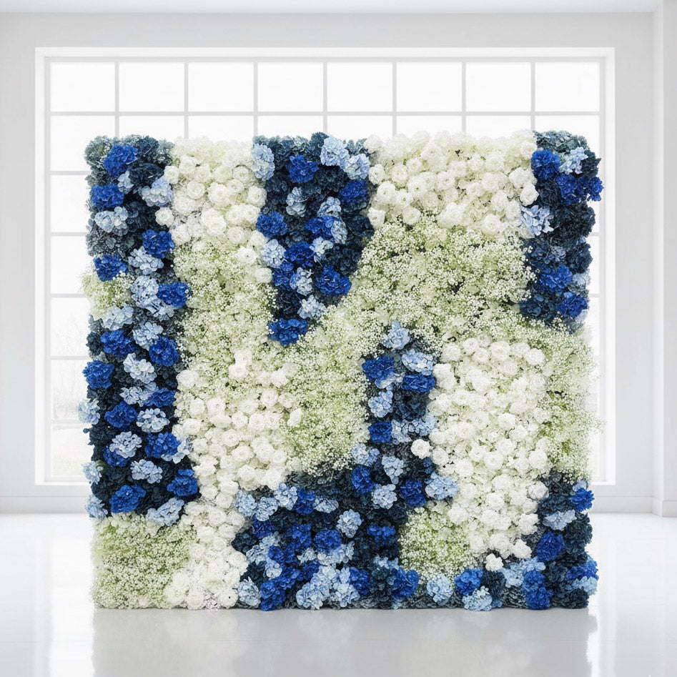 B1G1 Sale- 5D Blue With Baby's Breath Flower Wall Roll Up Fabric Back #RTW362