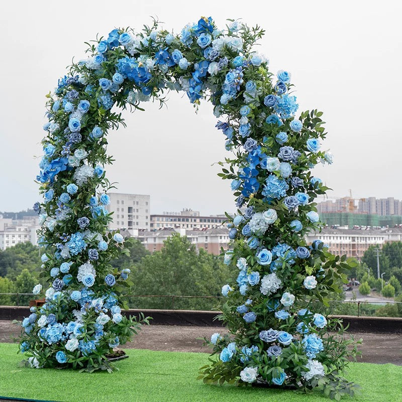 RoseyTime Blue Flower Round Arch With Frame #RTA077