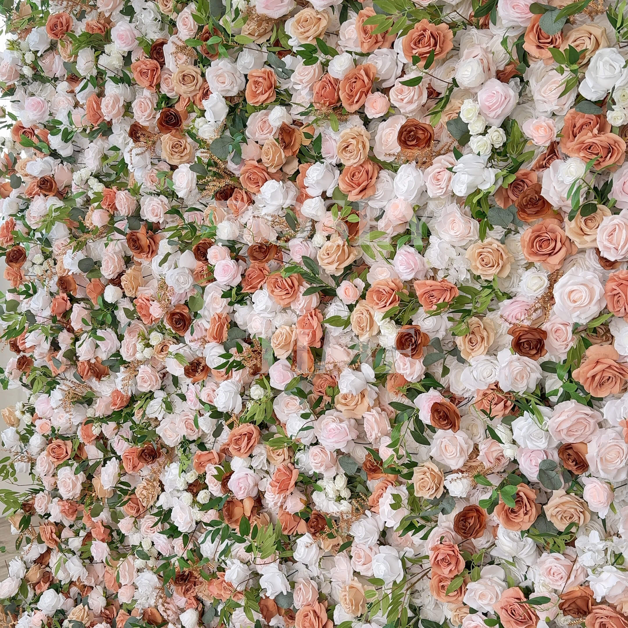 Roseytime 5D Tan Flower Wall Roll Up Fabric Back #RTW226