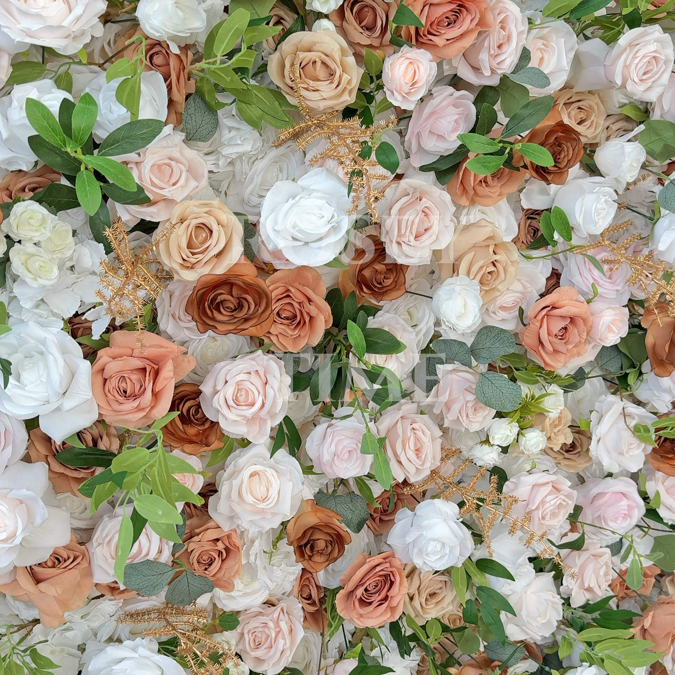 Roseytime 5D Tan Flower Wall Roll Up Fabric Back #RTW226