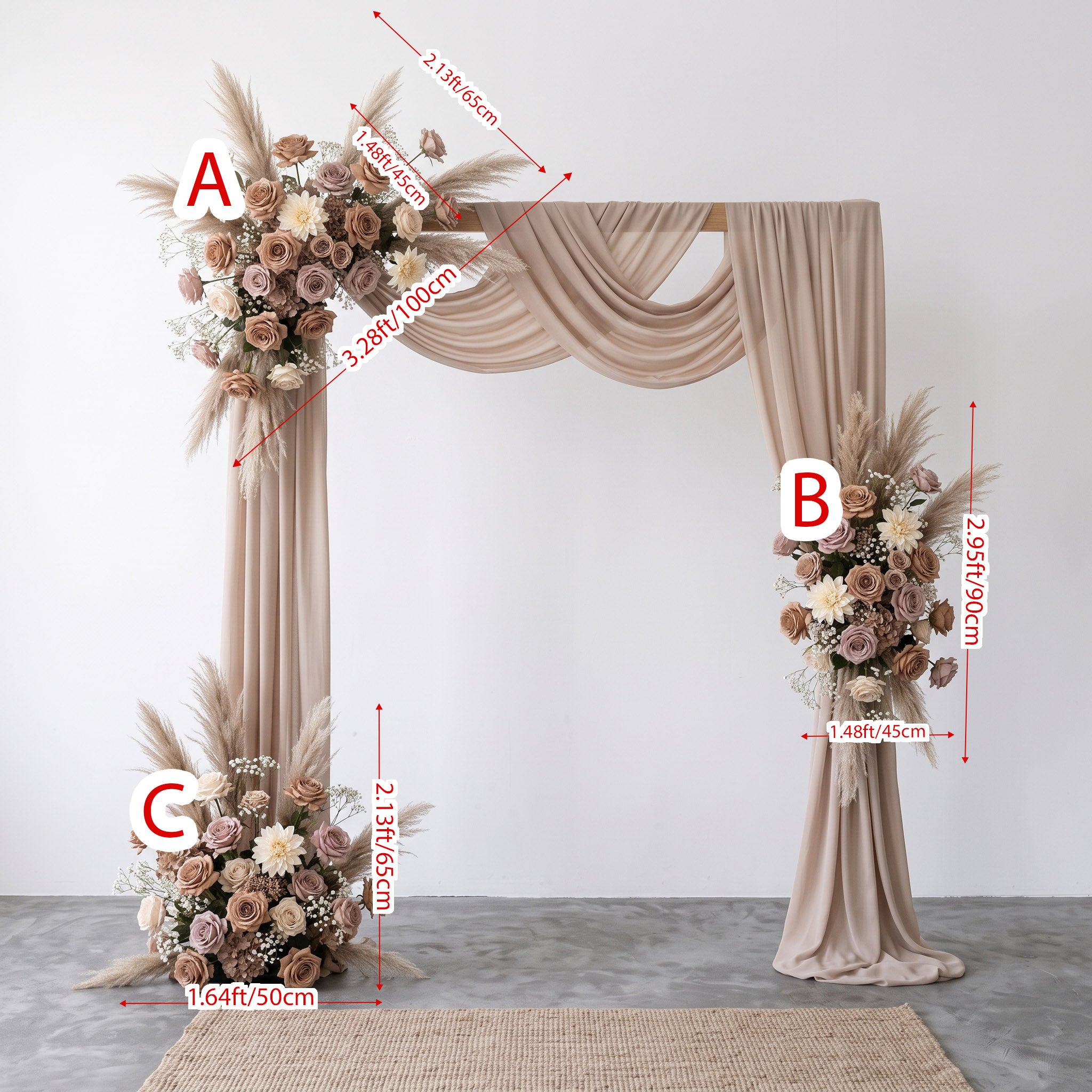 Roseytime Mocha Dune Flower Set Flower Arch Arrangement #RTA506