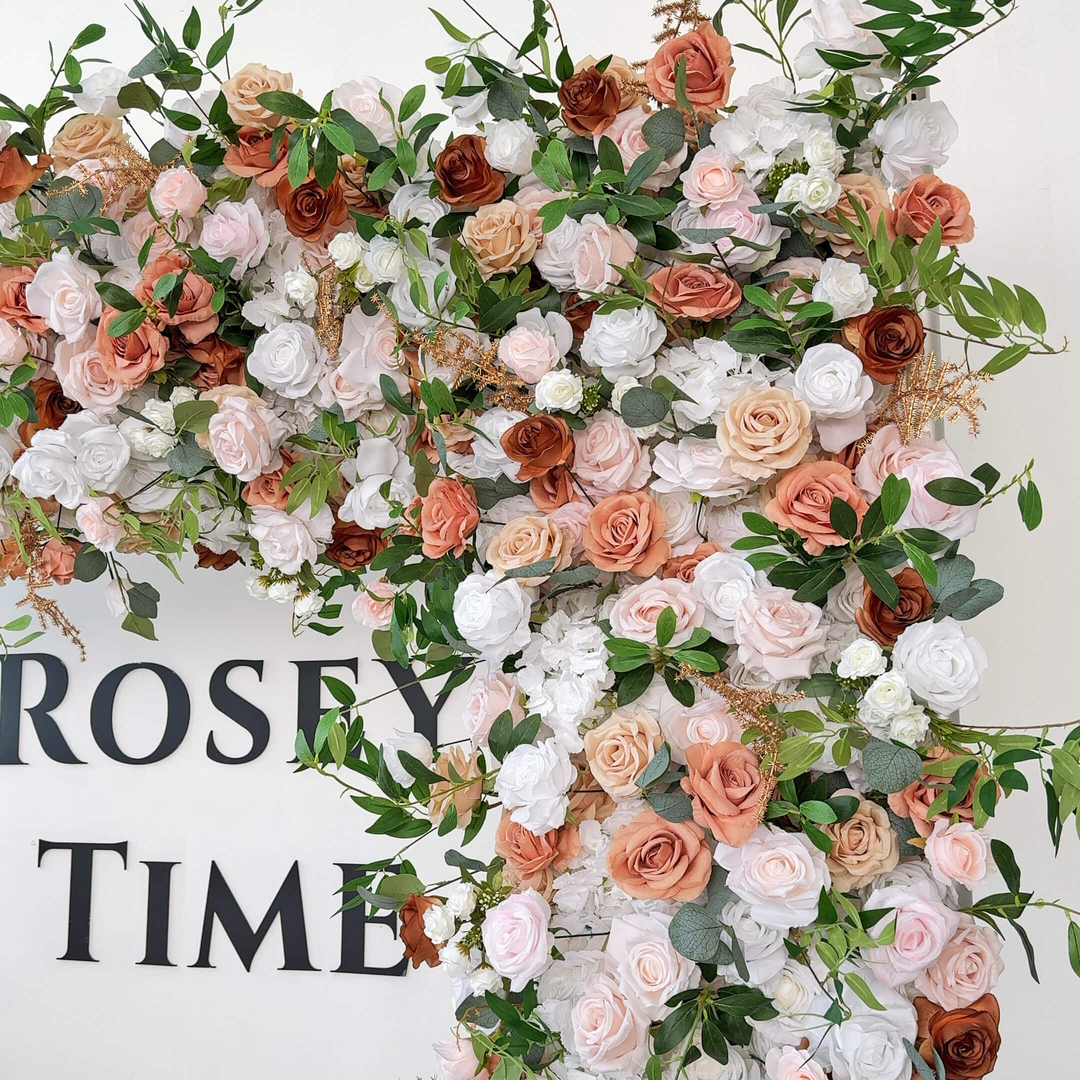 Roseytime Brown Square Flower Arch Fabric Back#RTA136