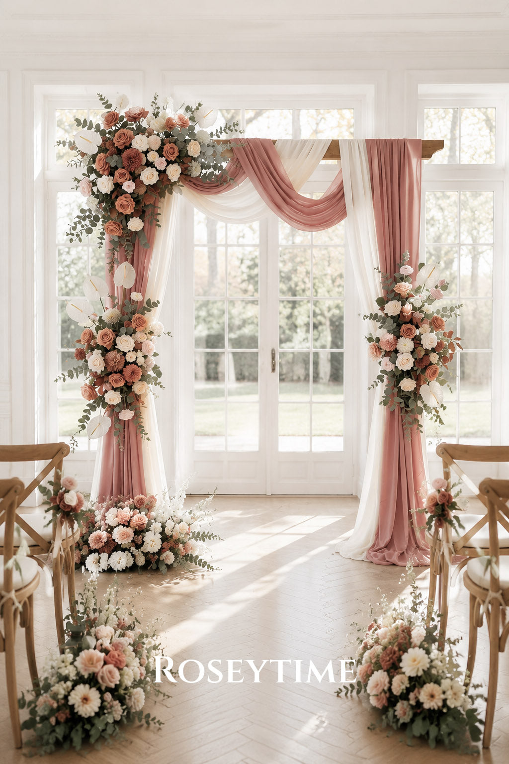 Roseytime Cinnamon Lace Flowers Set Brown Flower Arch #RTA034