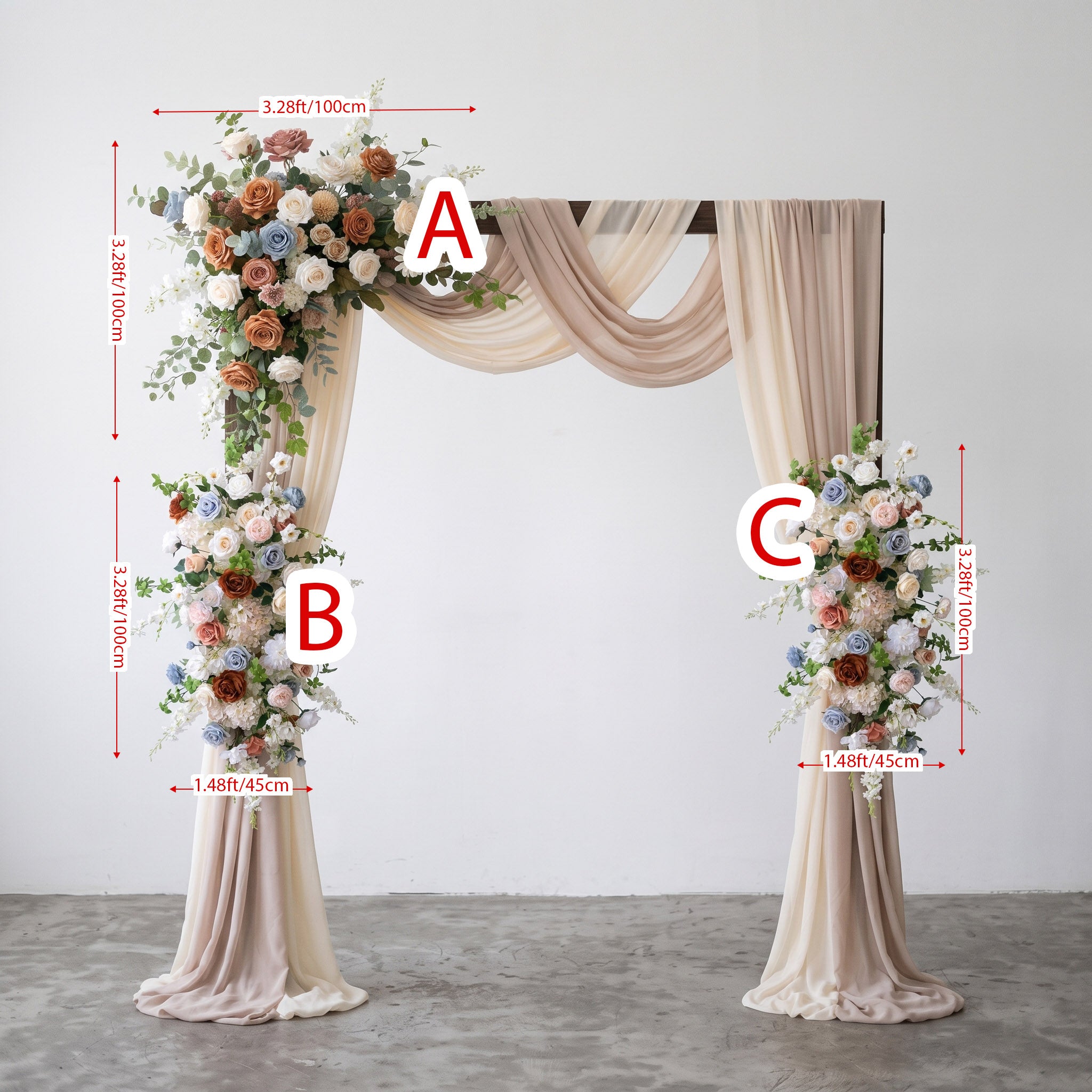 Roseytime Caramel Blue Flower Set Flower Arch Arrangement #RTA507