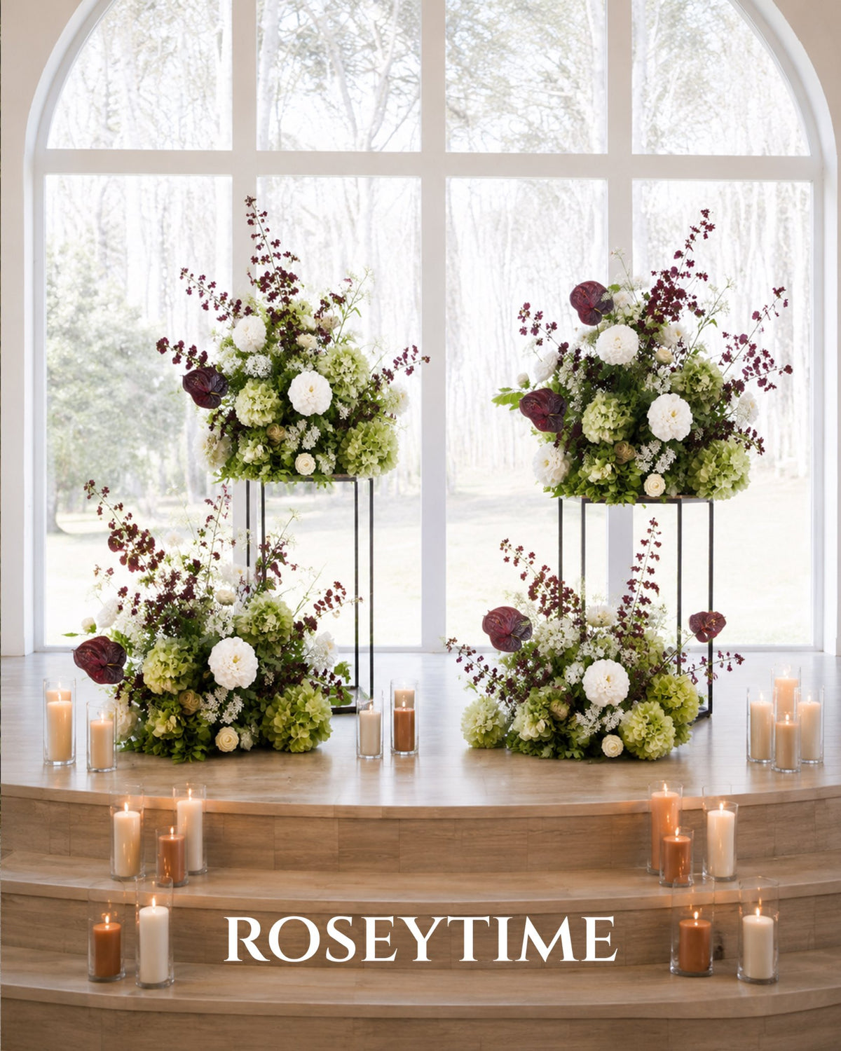 Roseytime Burgundy&Green Flower Set #RTS026