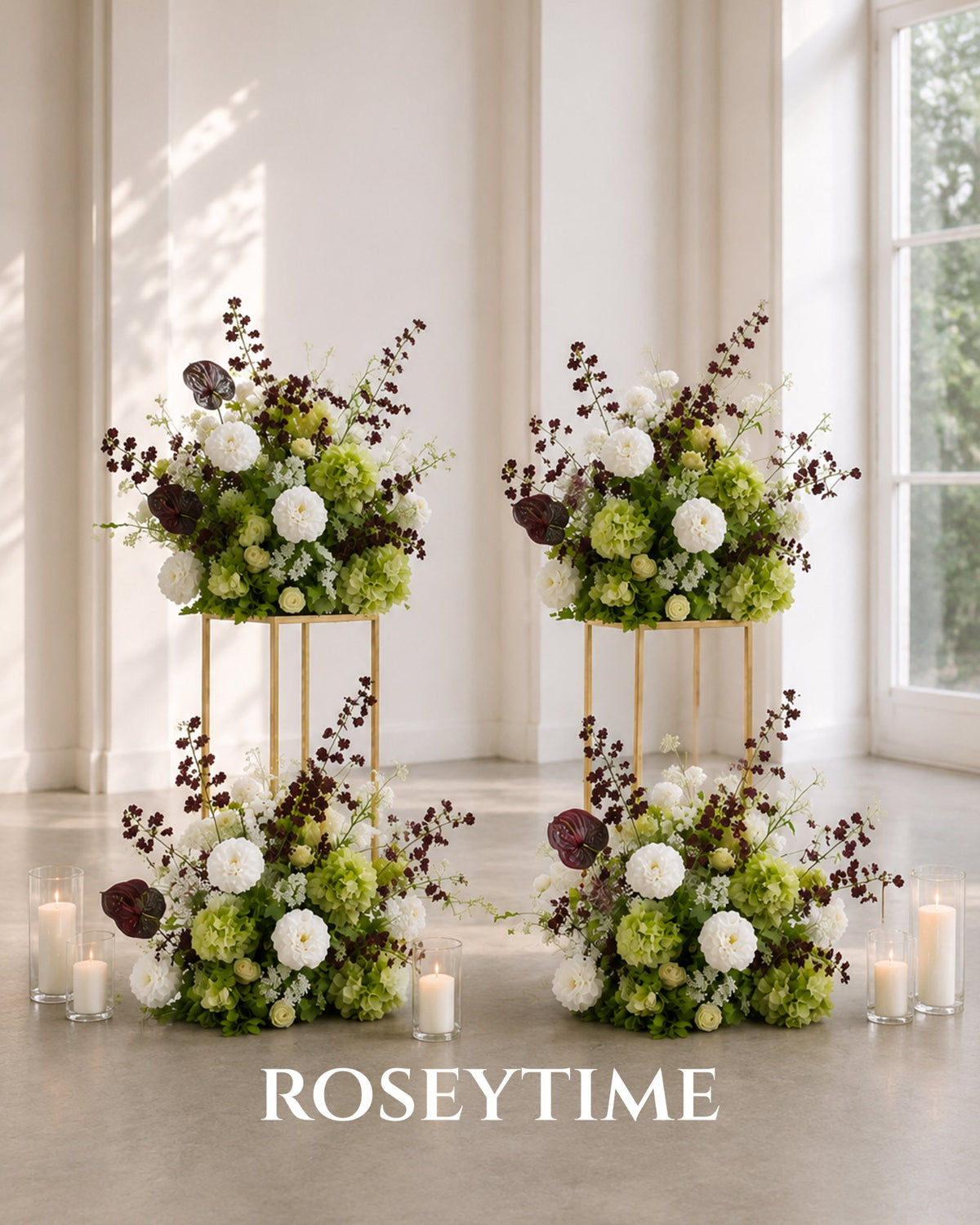 Roseytime Burgundy&Green Flower Set #RTS026