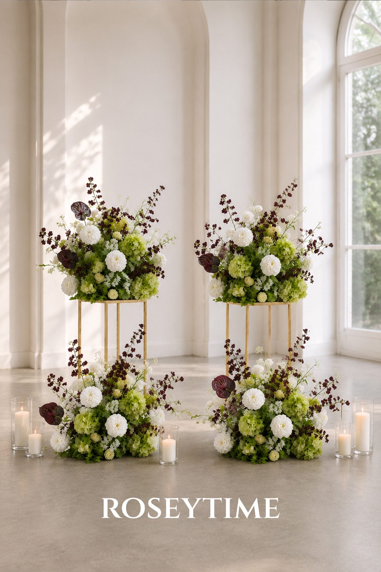 Roseytime Burgundy&Green Flower Set #RTS026