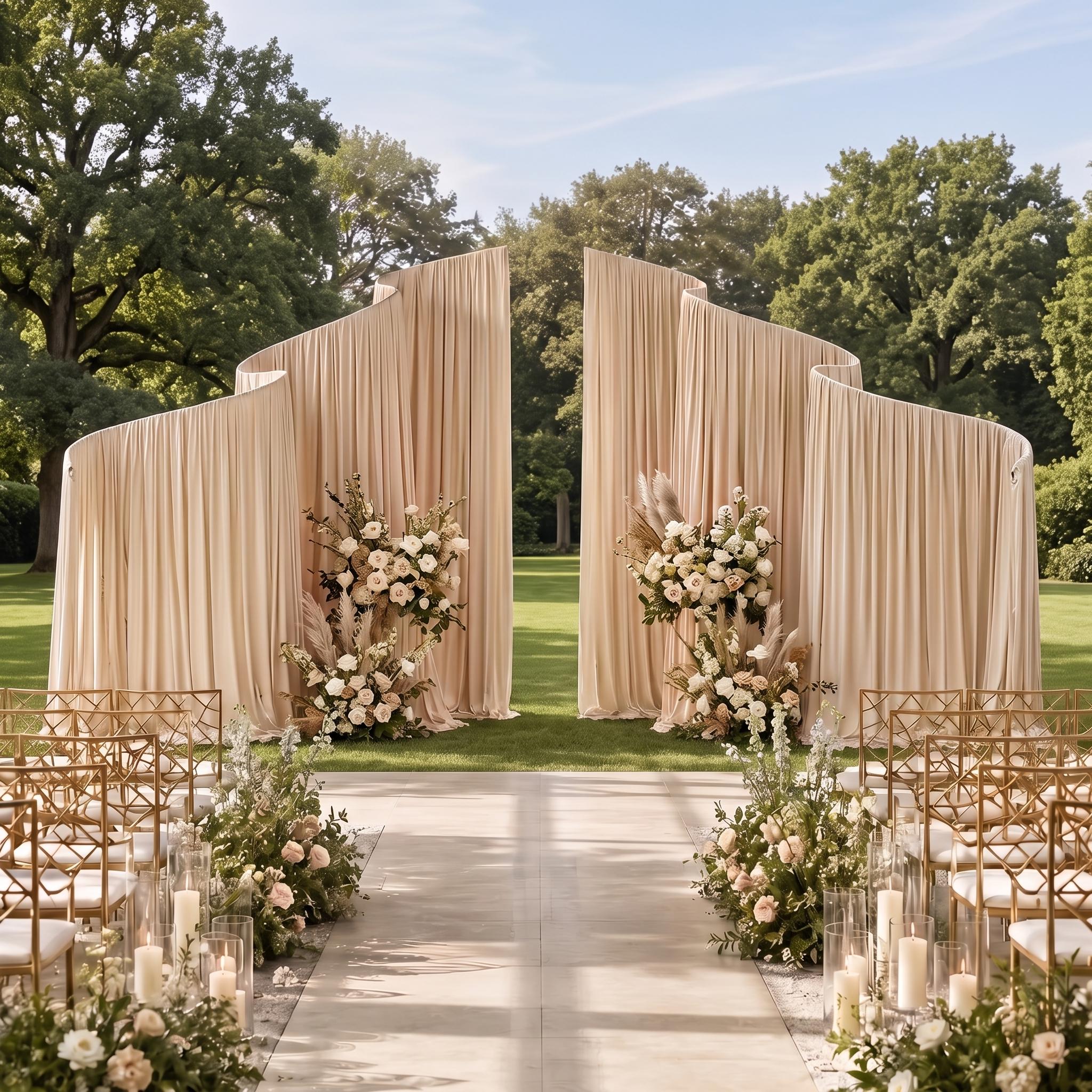 RoseyTime Wave-Shaped Frame Adjustable Height Wedding Metal Arch