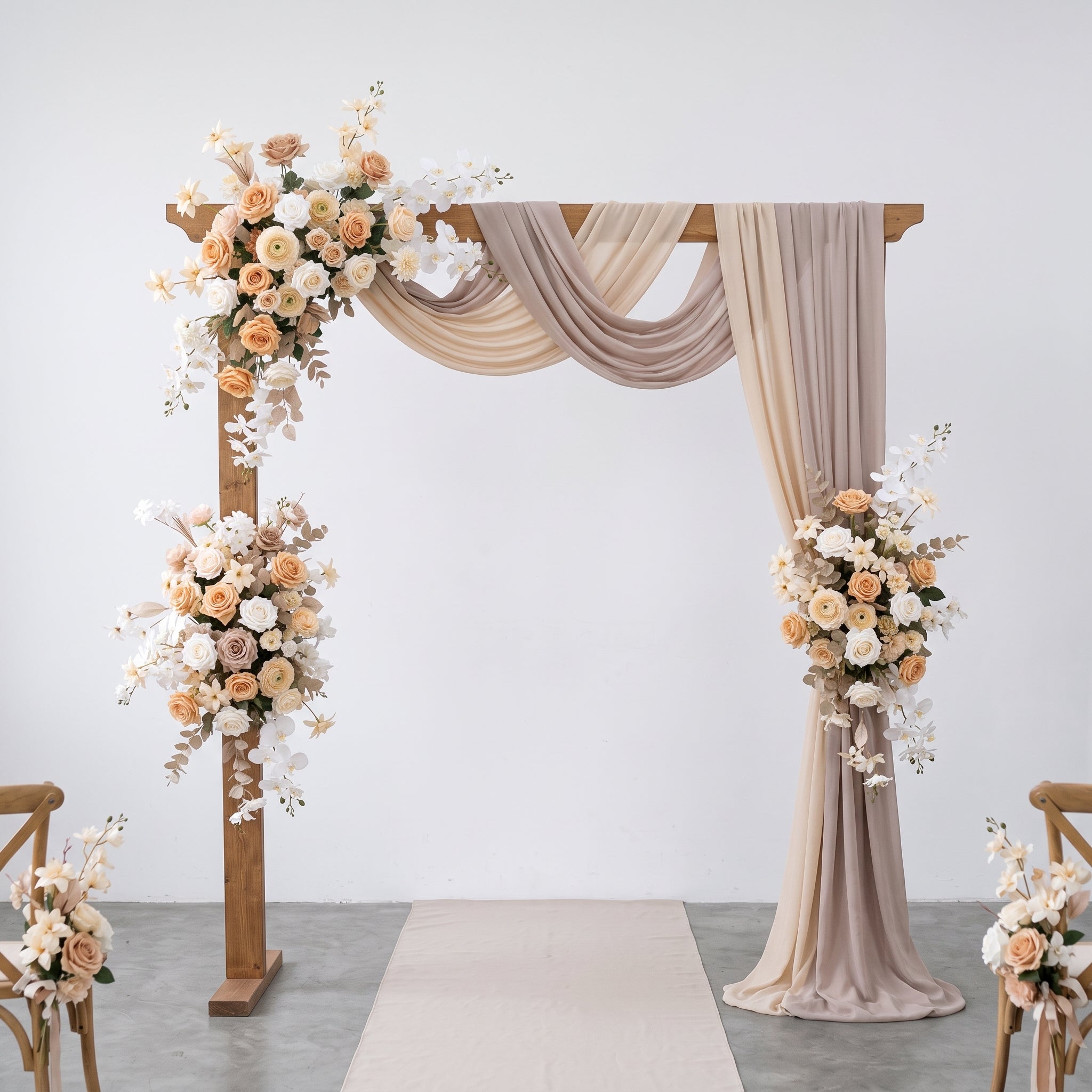 Roseytime Champagne Brown Veil Flower Arch Arrangement #RTA035