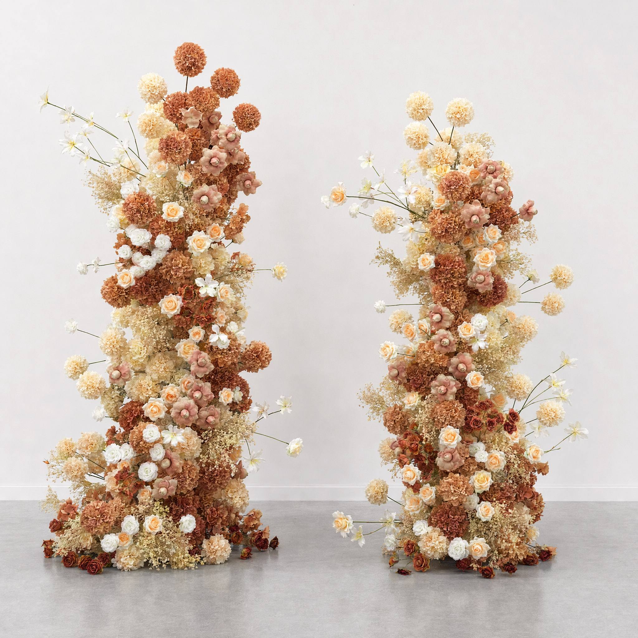 Roseytime Golden Mocha Flower Pillars Arch with Frame #RTP155