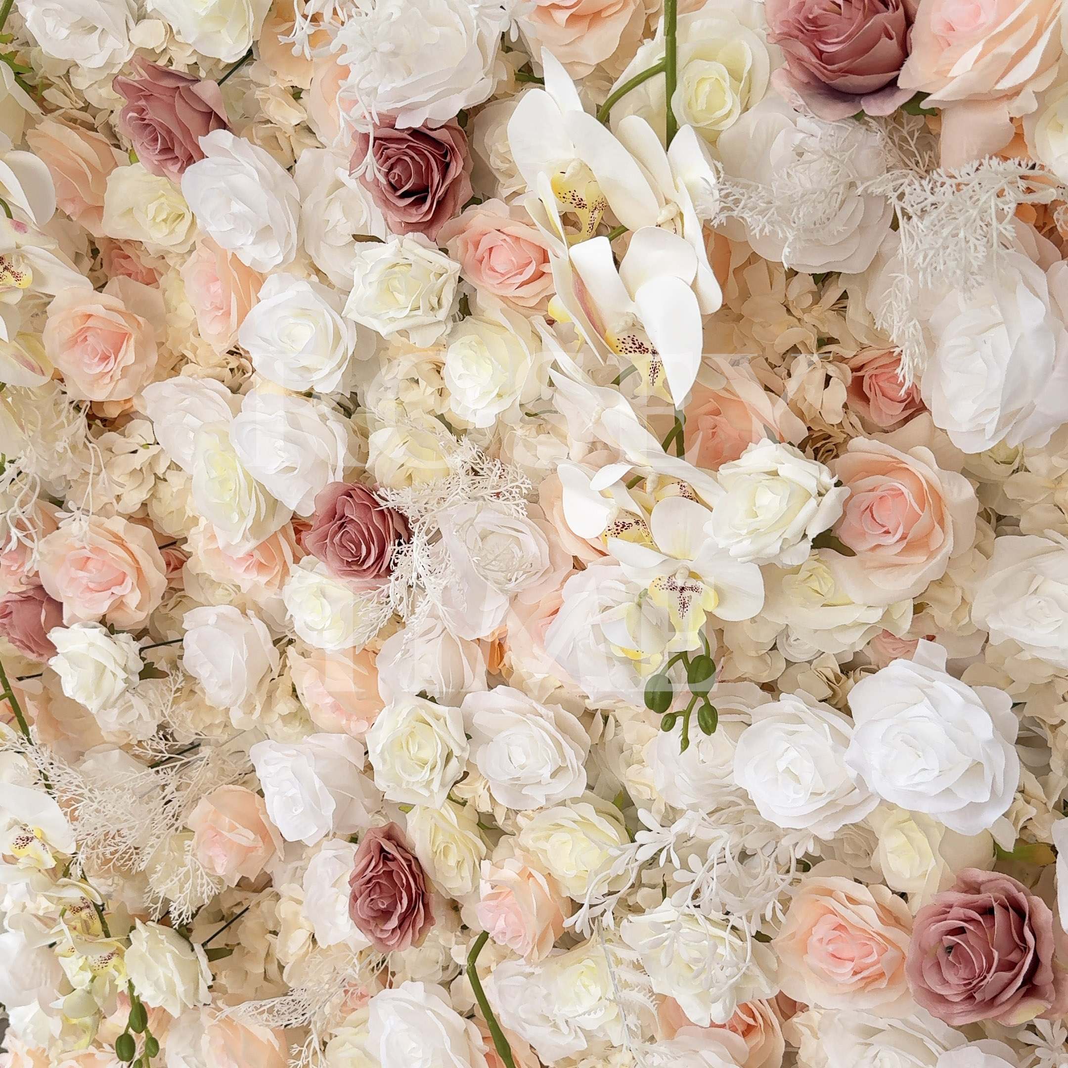 Roseytime 3D Champagne Flower Wall Roll Up Fabric Back #RTW151