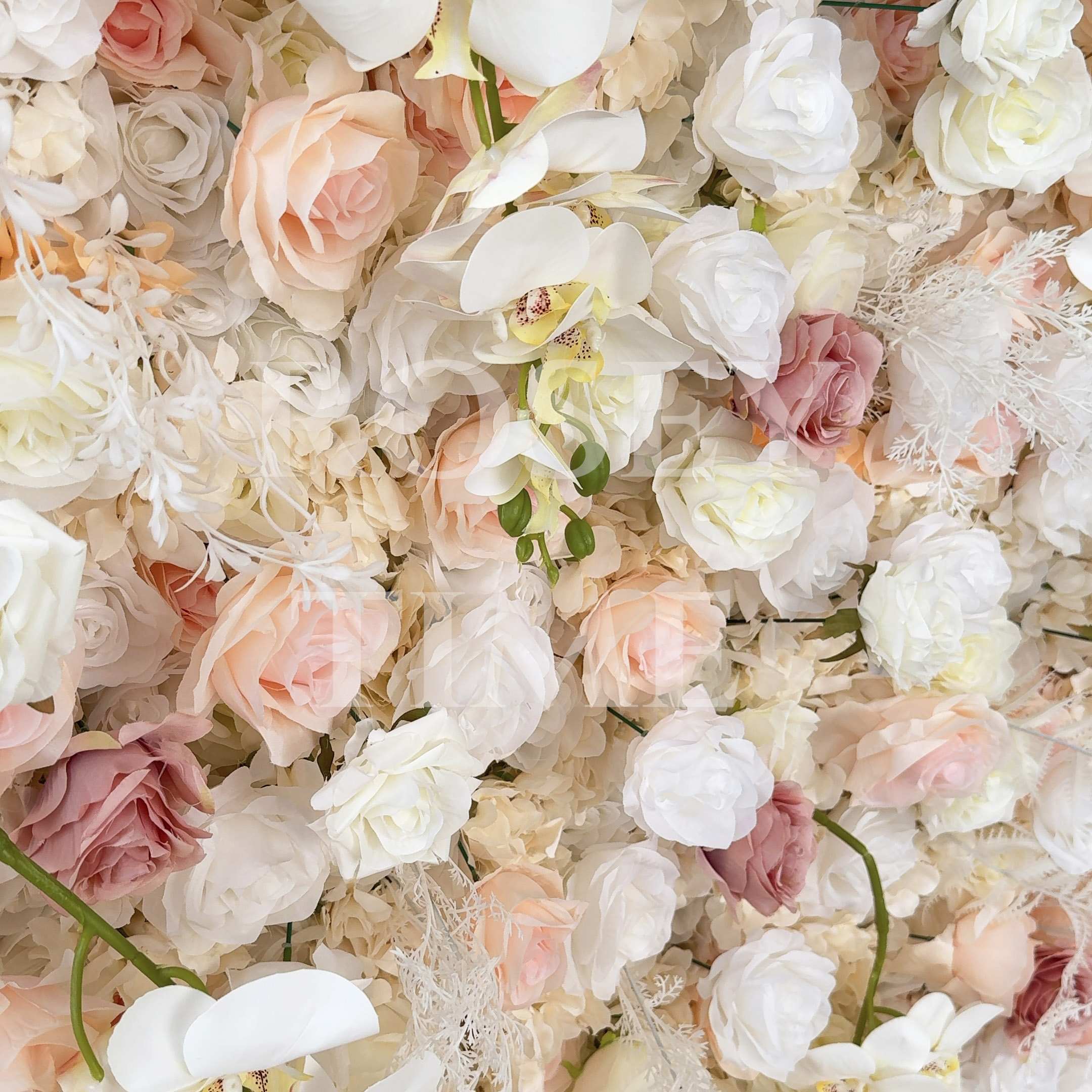 Roseytime 3D Champagne Flower Wall Roll Up Fabric Back #RTW151