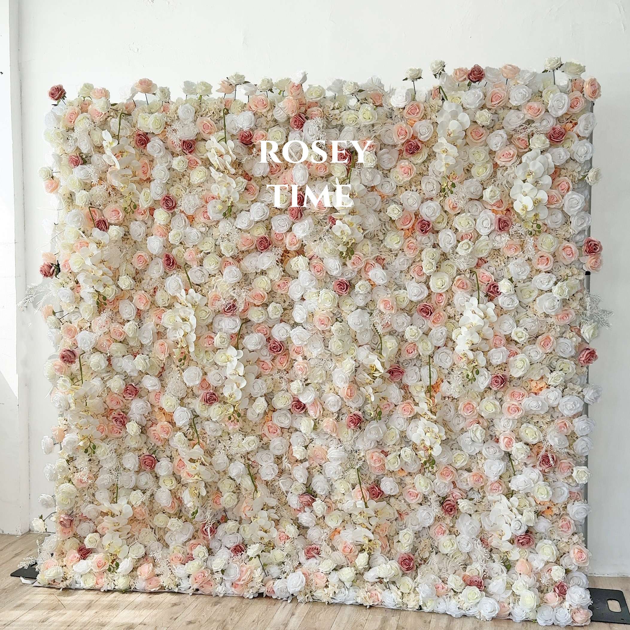 Roseytime 3D Champagne Flower Wall Roll Up Fabric Back #RTW151