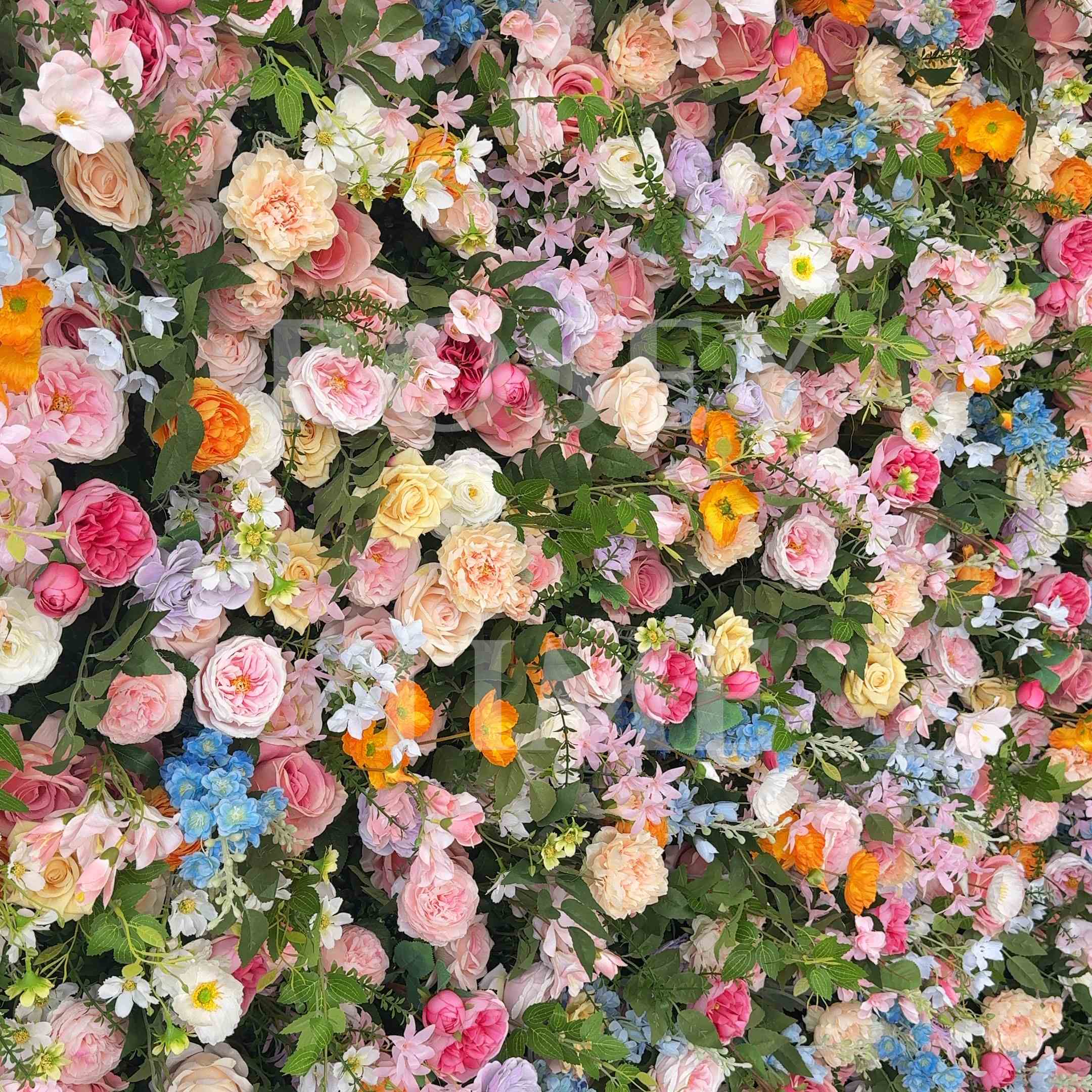 Roseytime Colorful Flower Wall Roll Up Fabric Back #RTW321