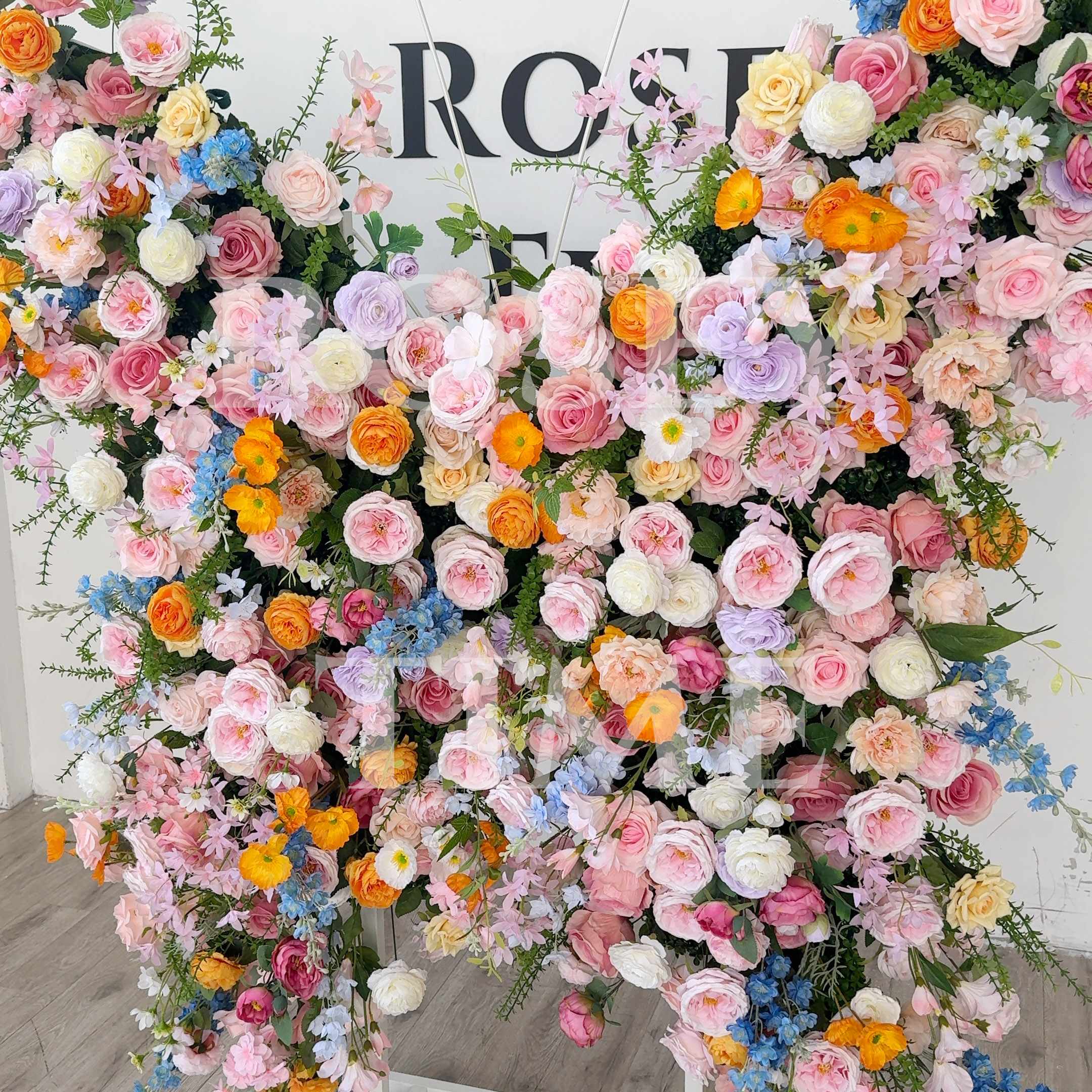 Roseytime Colorful Butterfly Flower Wall Roll Up Fabric Back #RTW421