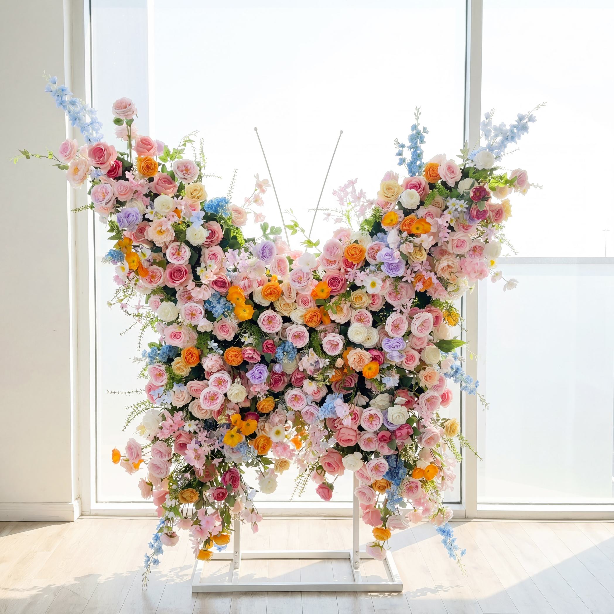 Roseytime Colorful Butterfly Flower Wall Roll Up Fabric Back #RTW421