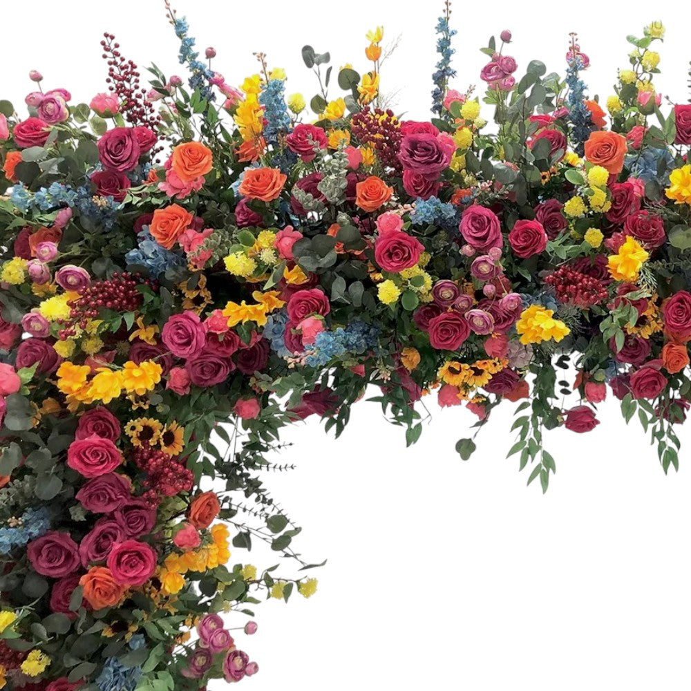 Roseytime Colorful Burgundy Square Flower Arch Fabric Back#RTA101