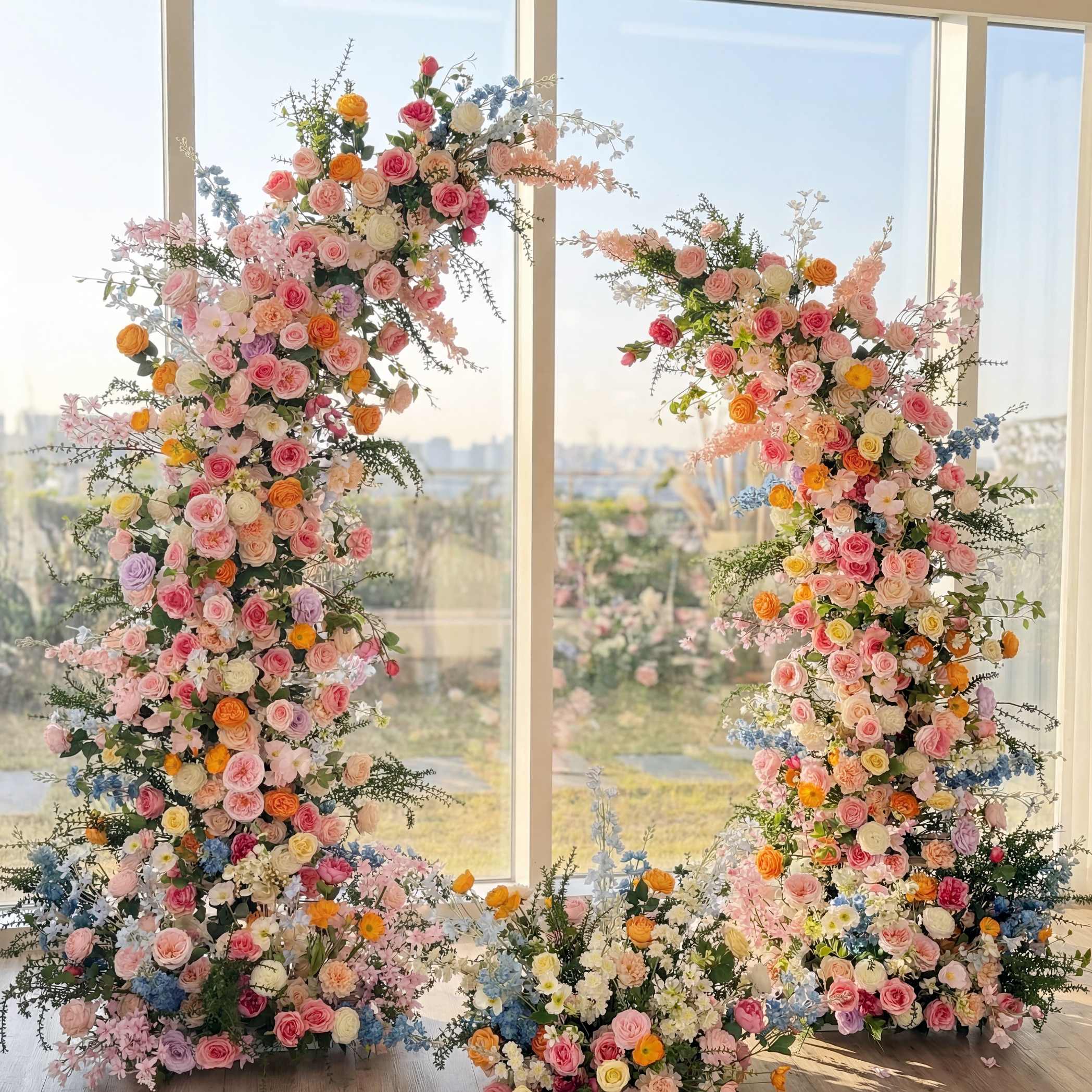 Roseytime Colorful Flower Pillars Arch with Frame #RTP006