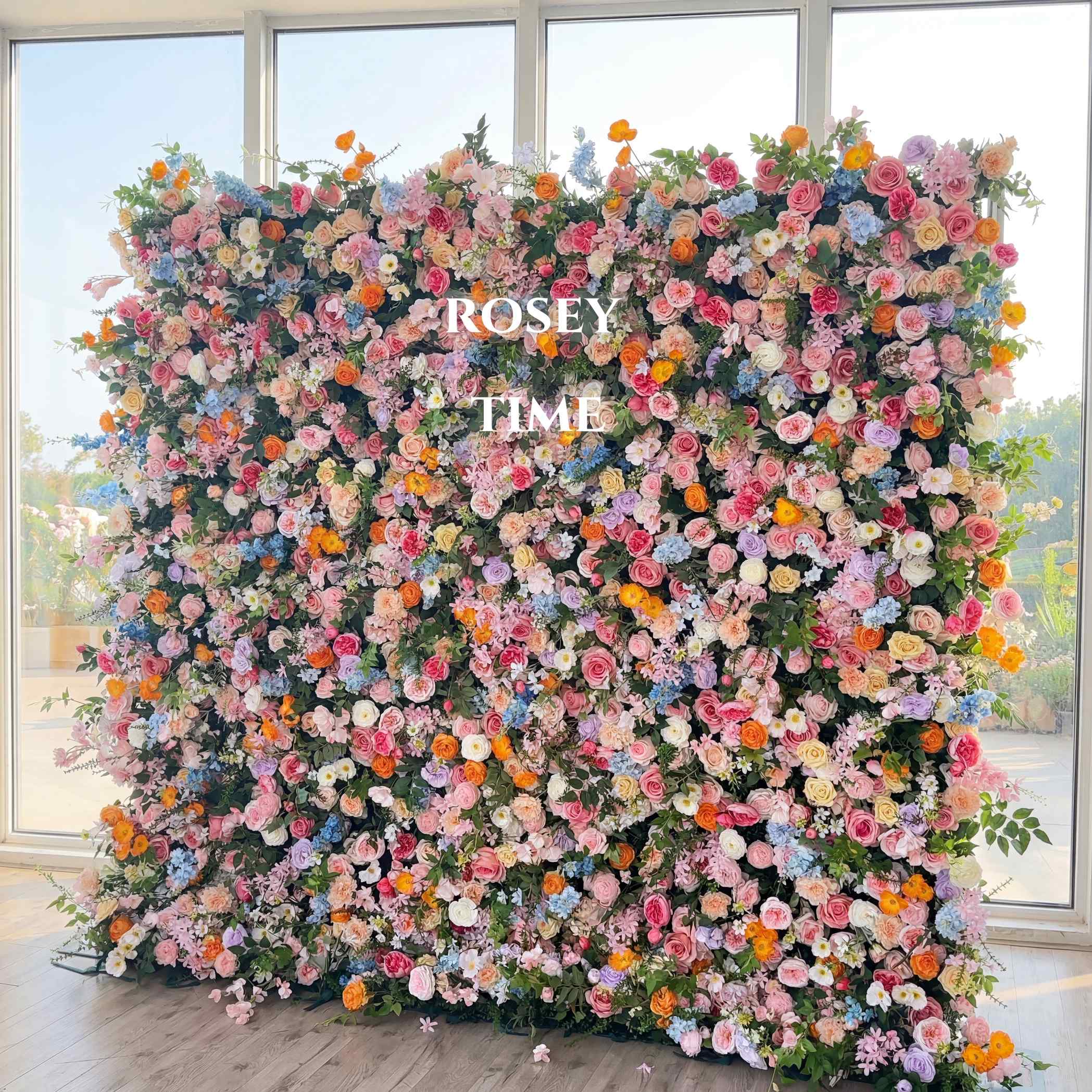 Roseytime Colorful Flower Wall Roll Up Fabric Back #RTW321