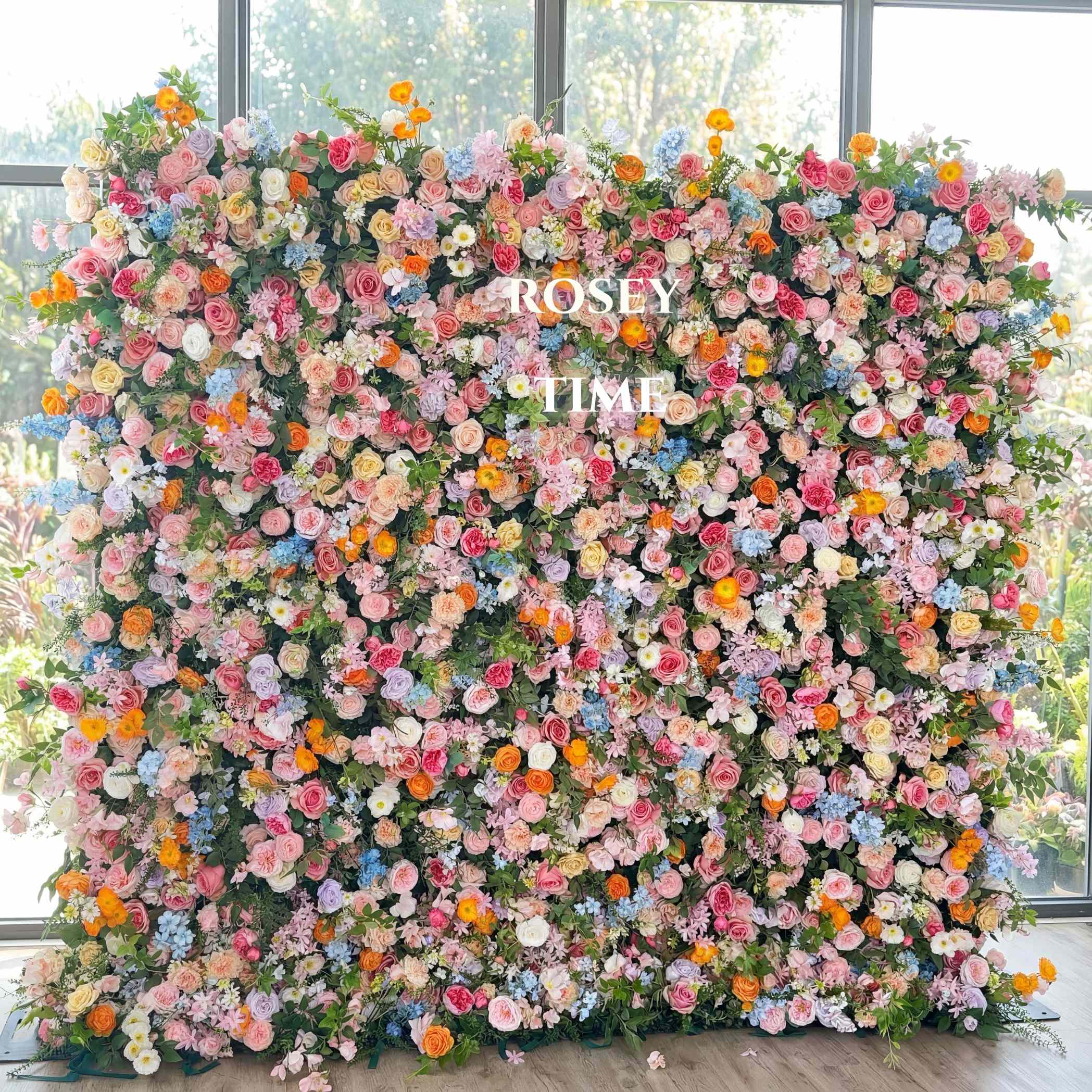 Roseytime Colorful Flower Wall Roll Up Fabric Back #RTW321