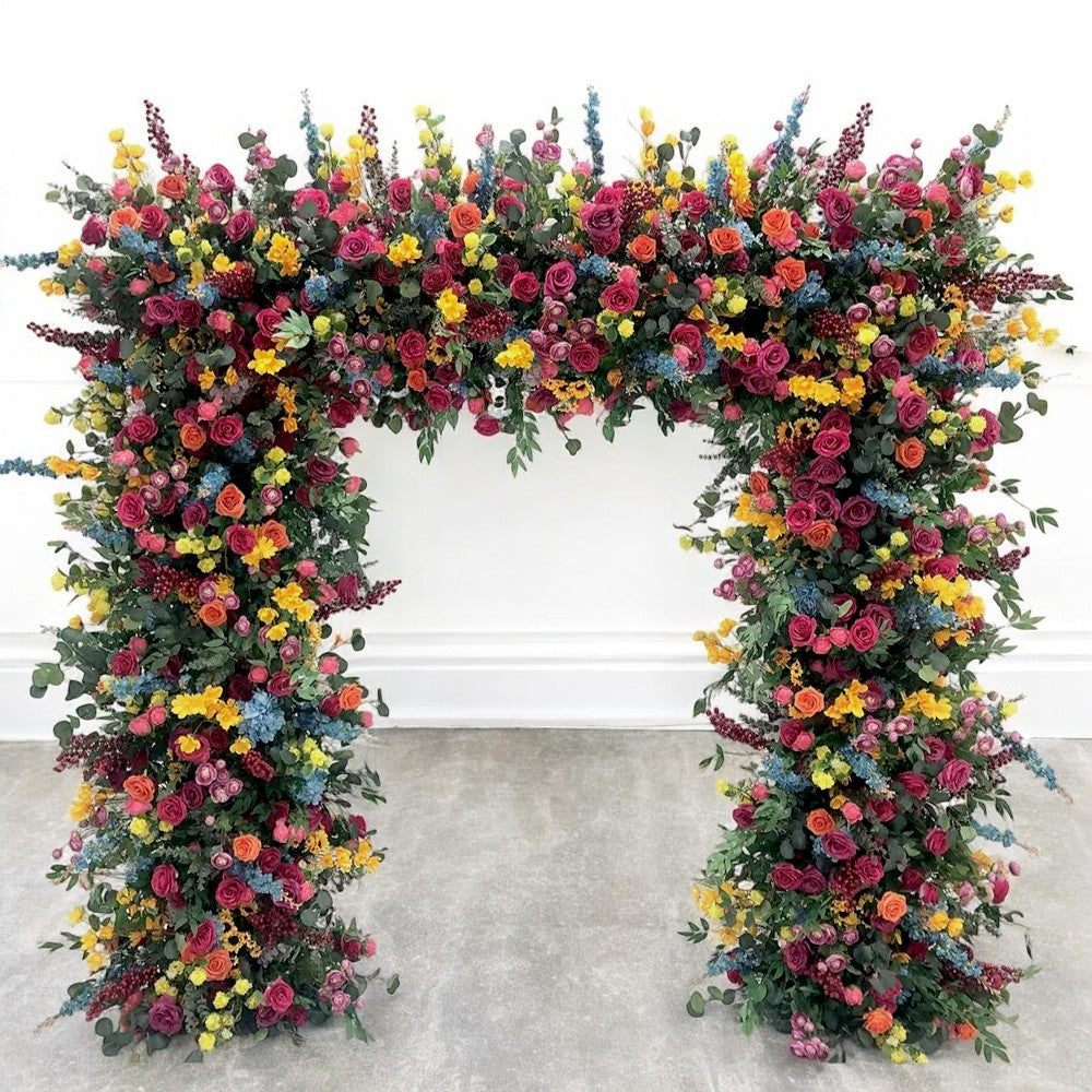 Roseytime Colorful Burgundy Square Flower Arch Fabric Back#RTA101