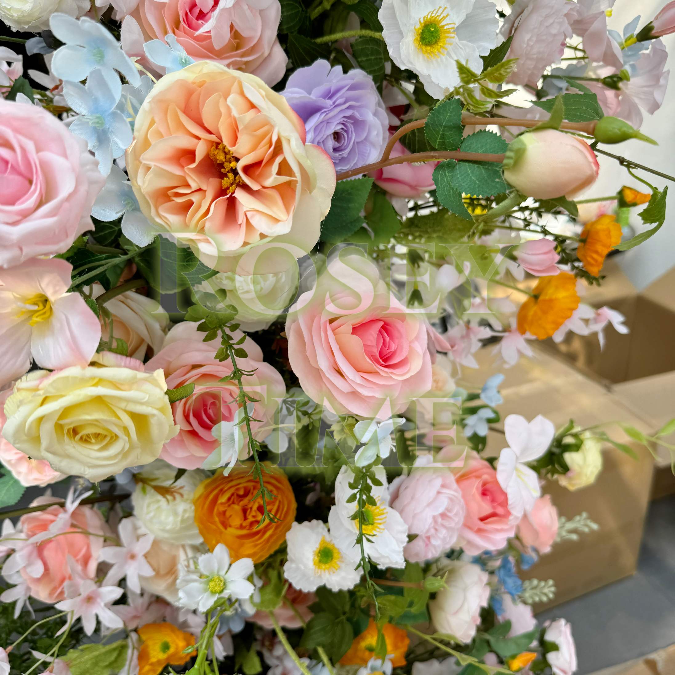 Roseytime Colorful Flower Pillars Arch with Frame #RTP006